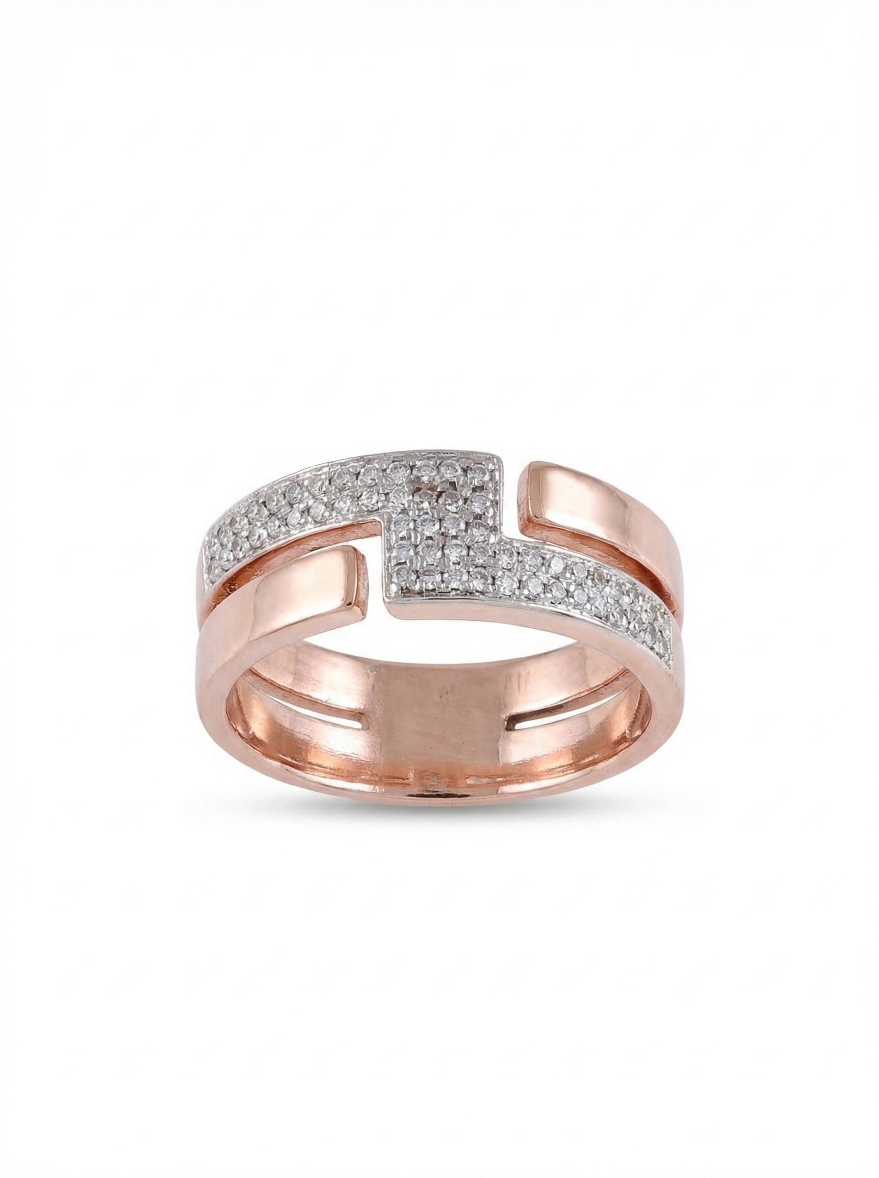 Geometric Pavé Band Ring