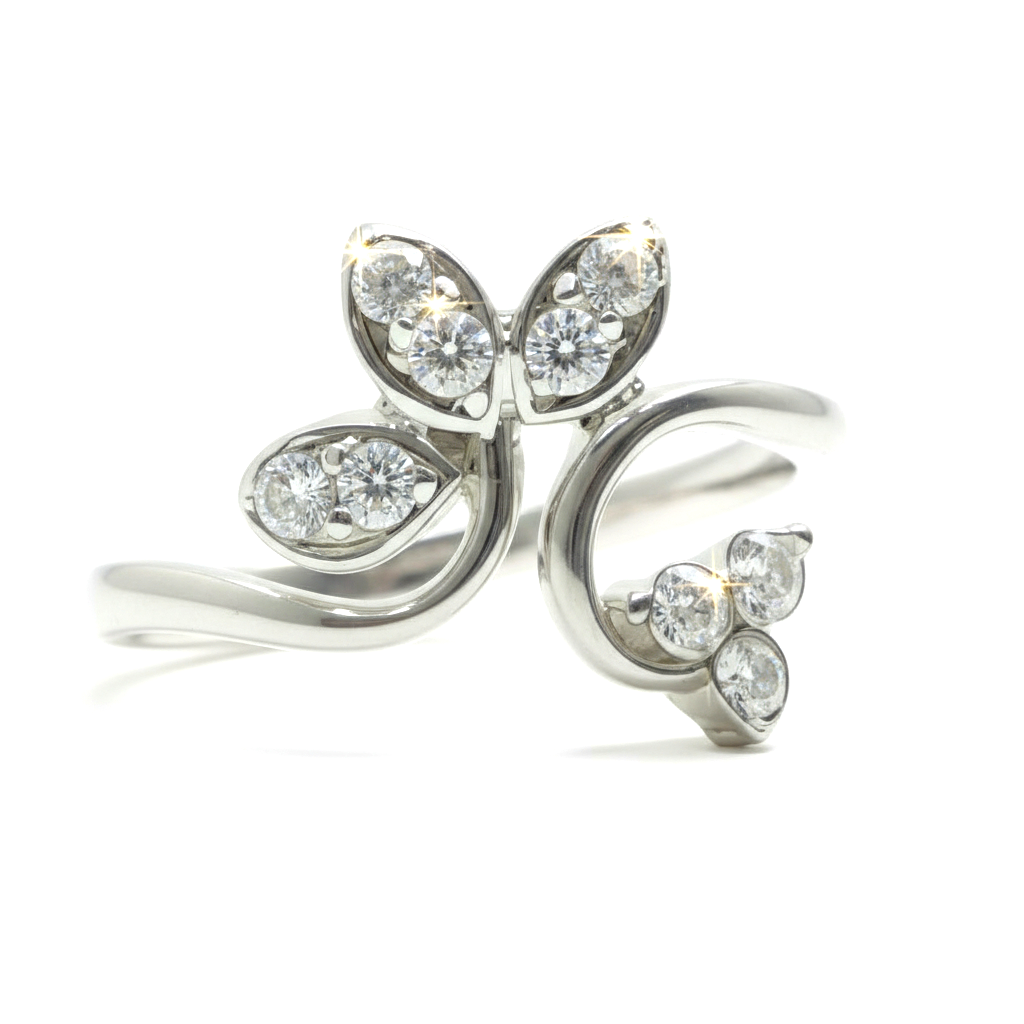 Butterfly Leaf Open Silver Ring
