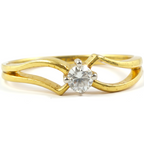 Solitaire Wave Silver Ring