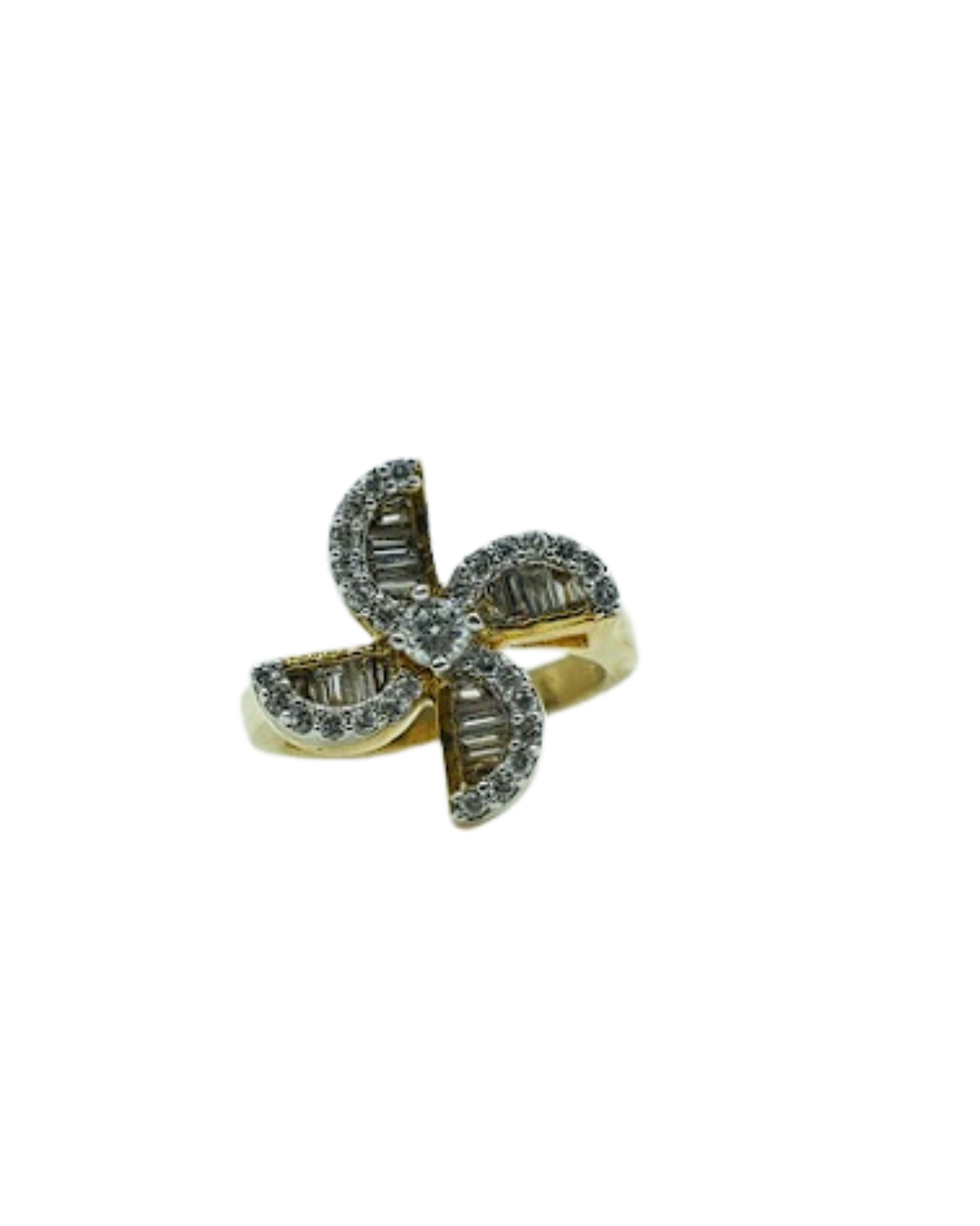 Baguette Pinwheel Silver Ring