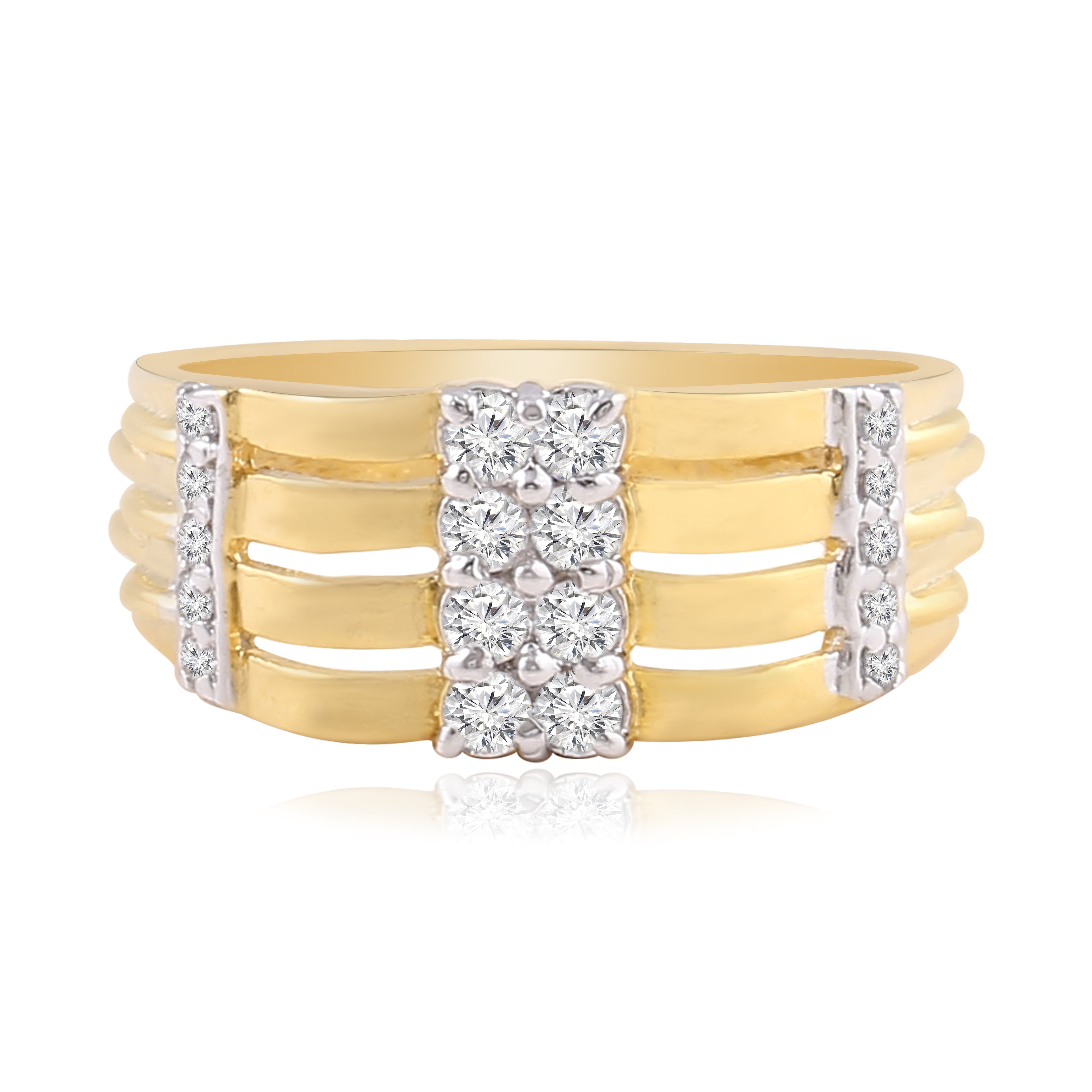 Ridged Cluster Band Ring