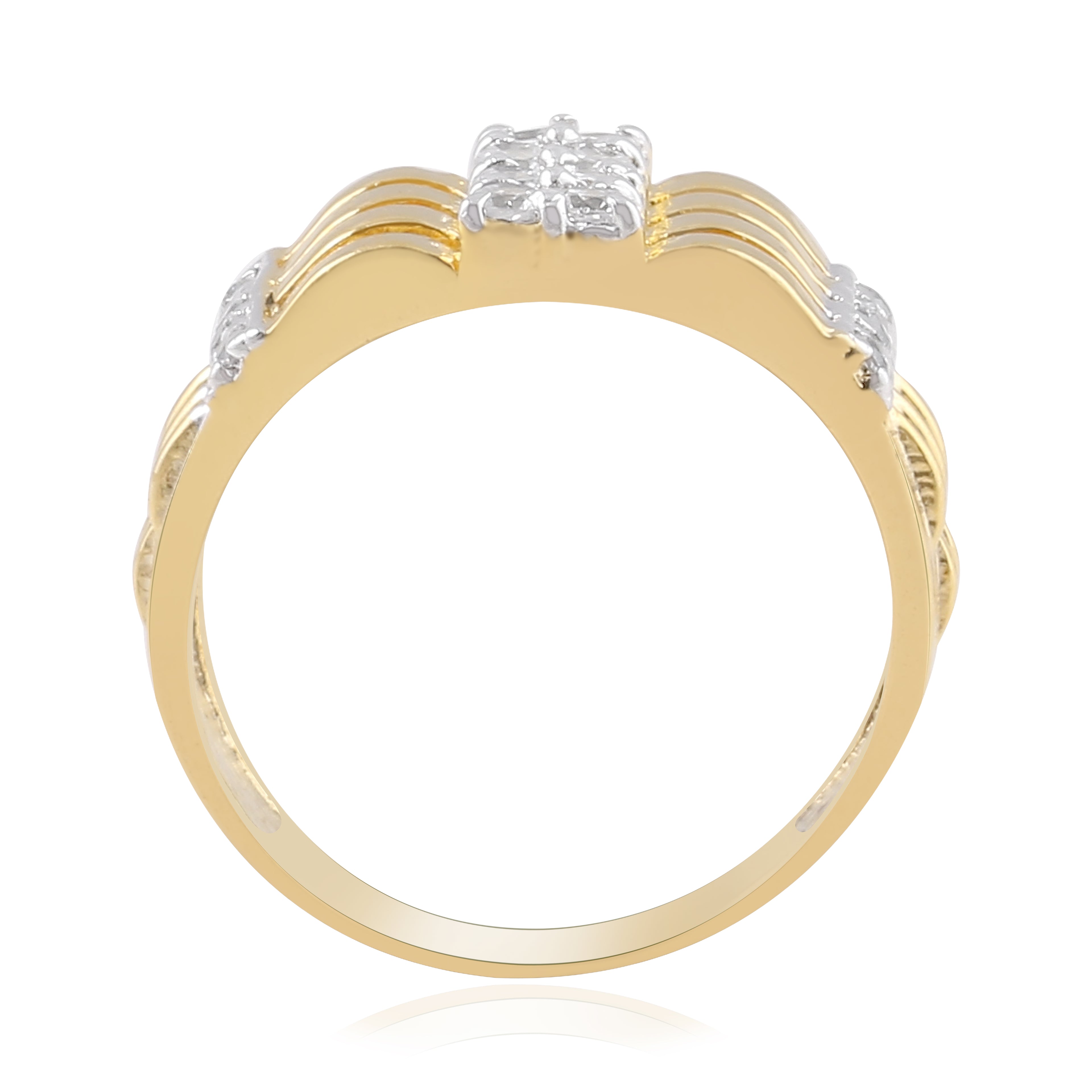 Ridged Cluster Band Ring