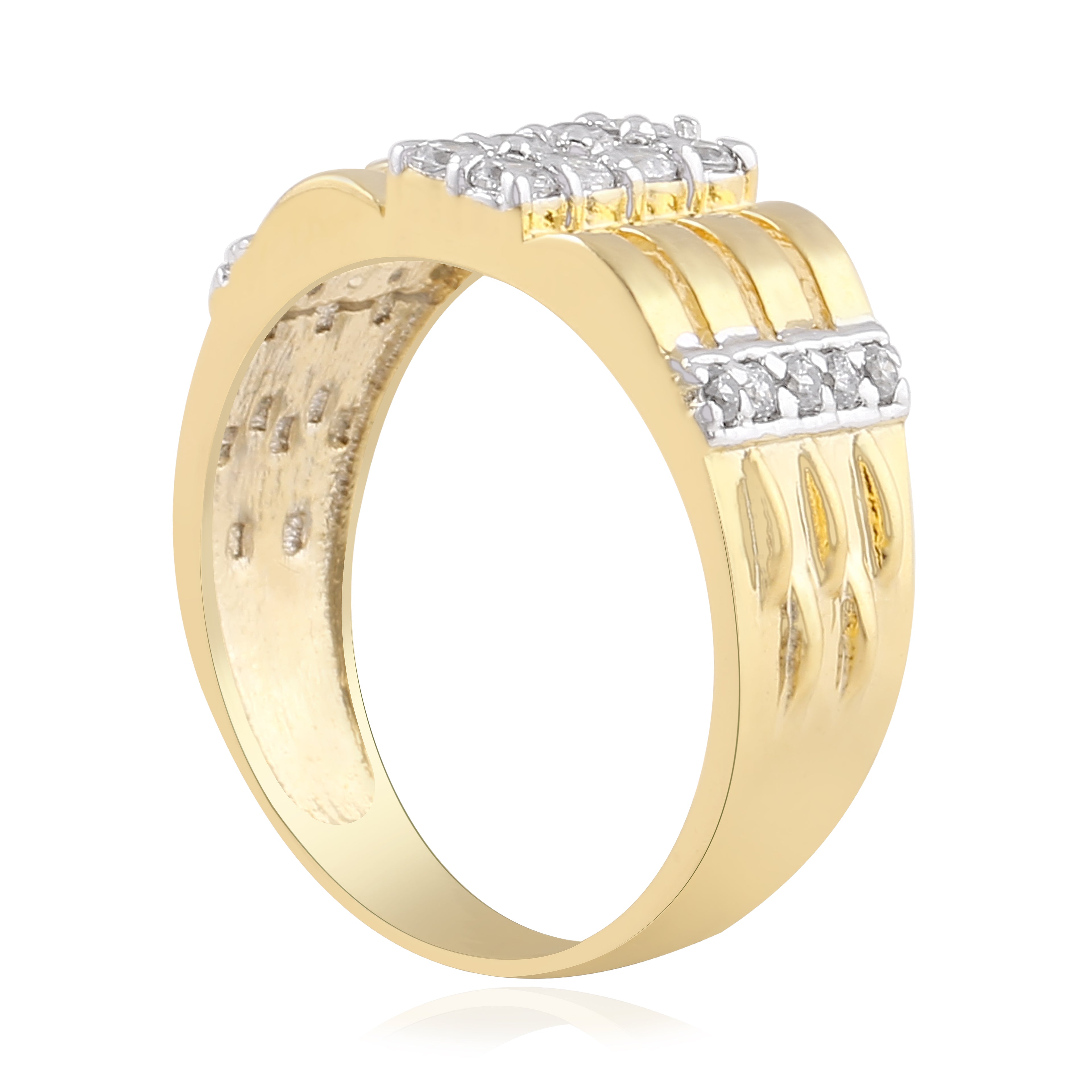 Ridged Cluster Band Ring