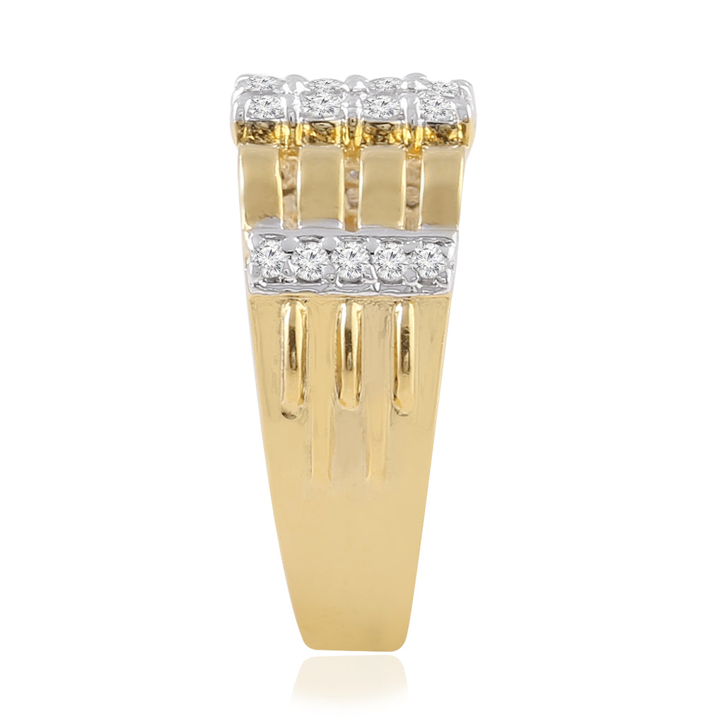 Ridged Cluster Band Ring