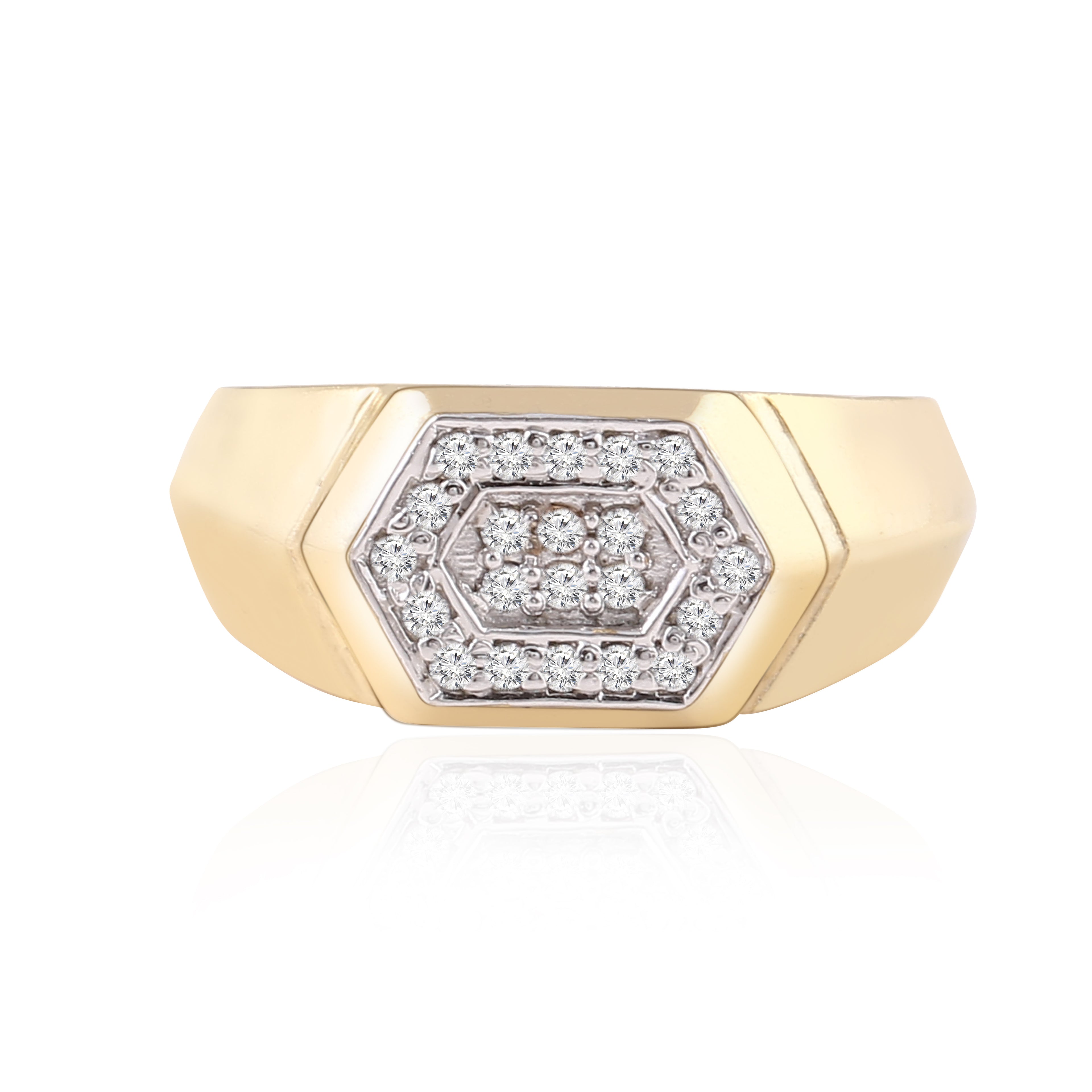 Hexagon Pave Signet Ring