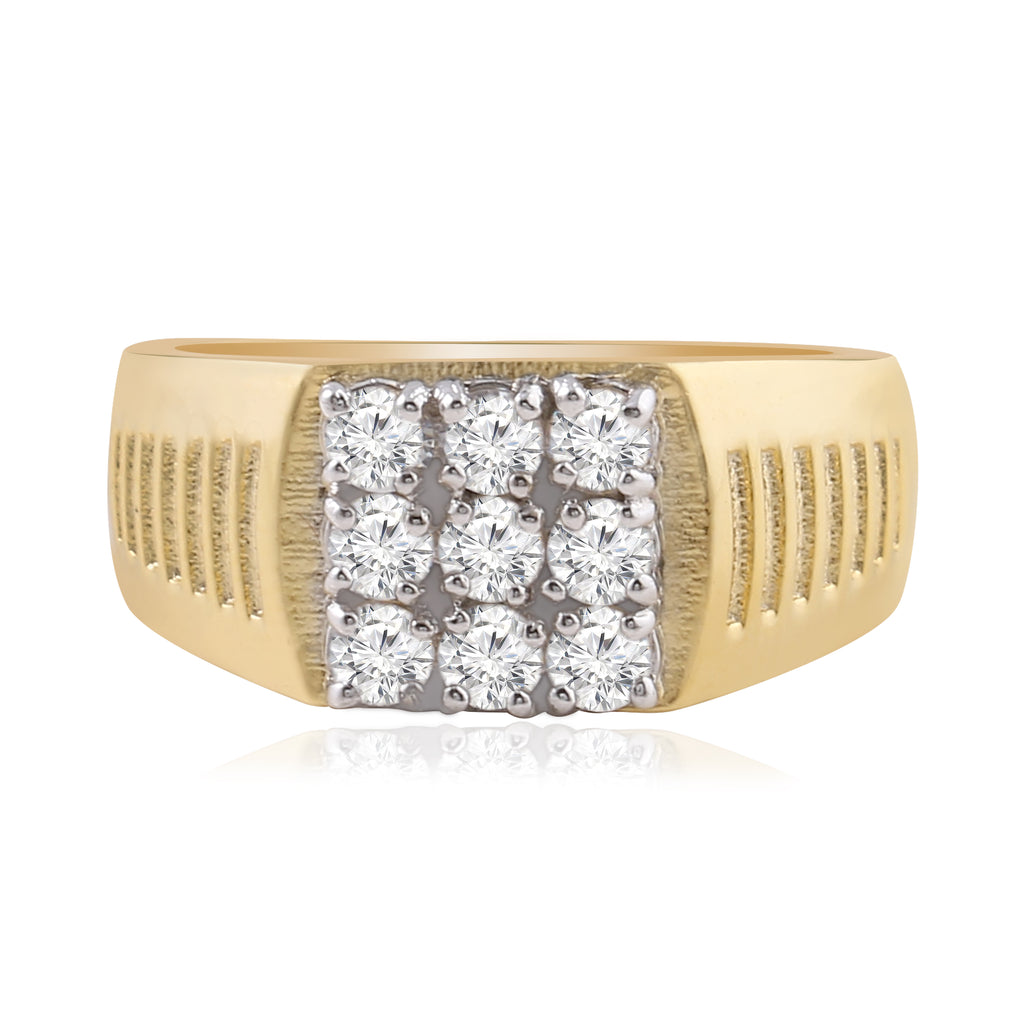 Grid Cluster Signet Ring
