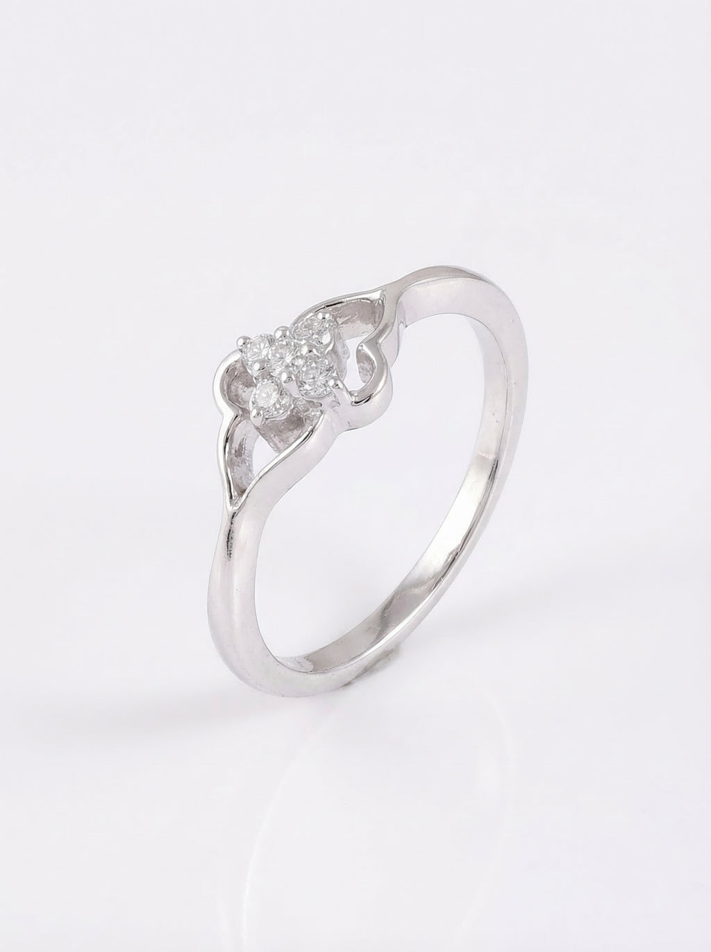 Floral Cluster Heart Shank Ring