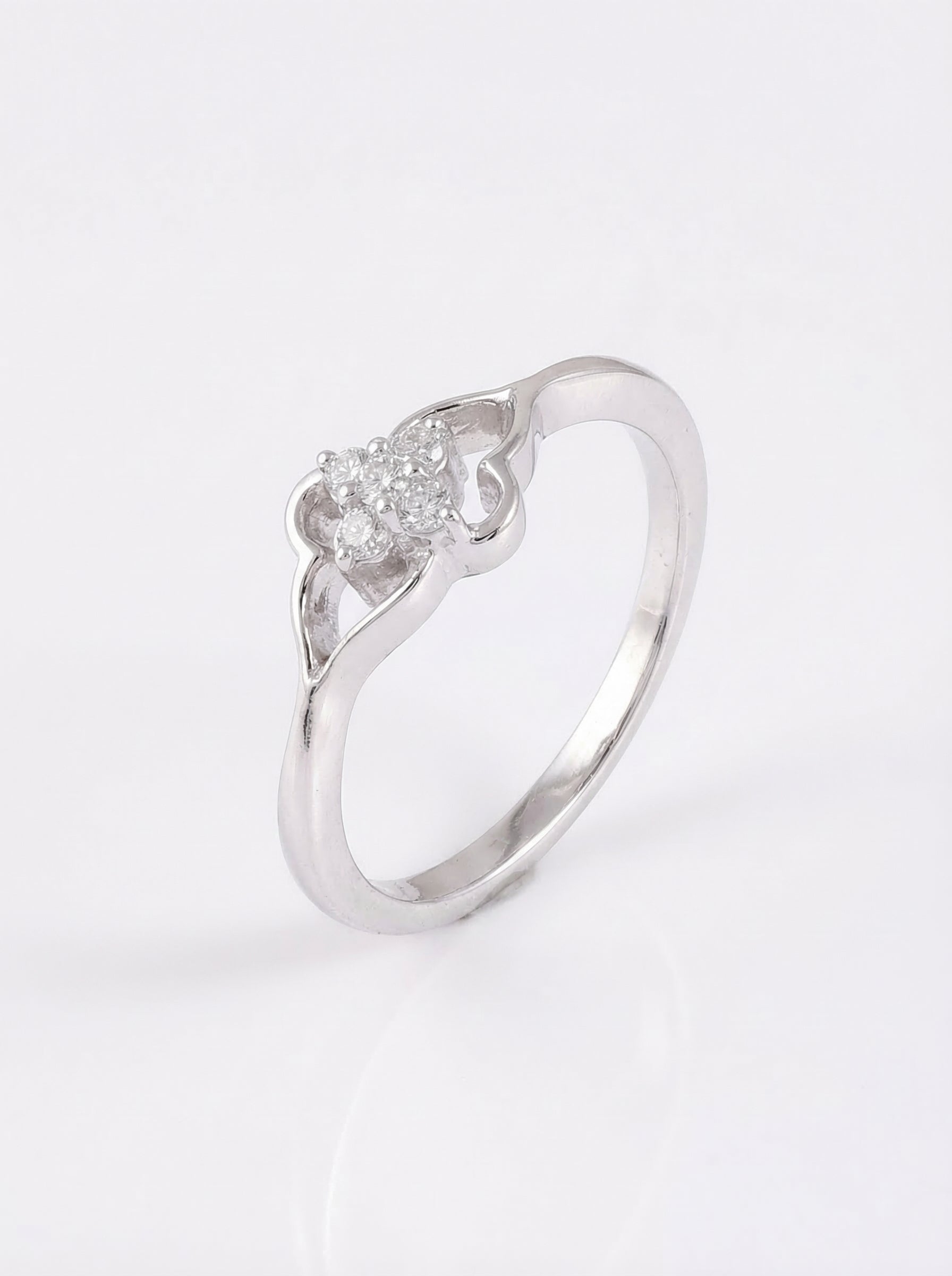 Floral Cluster Heart Shank Ring
