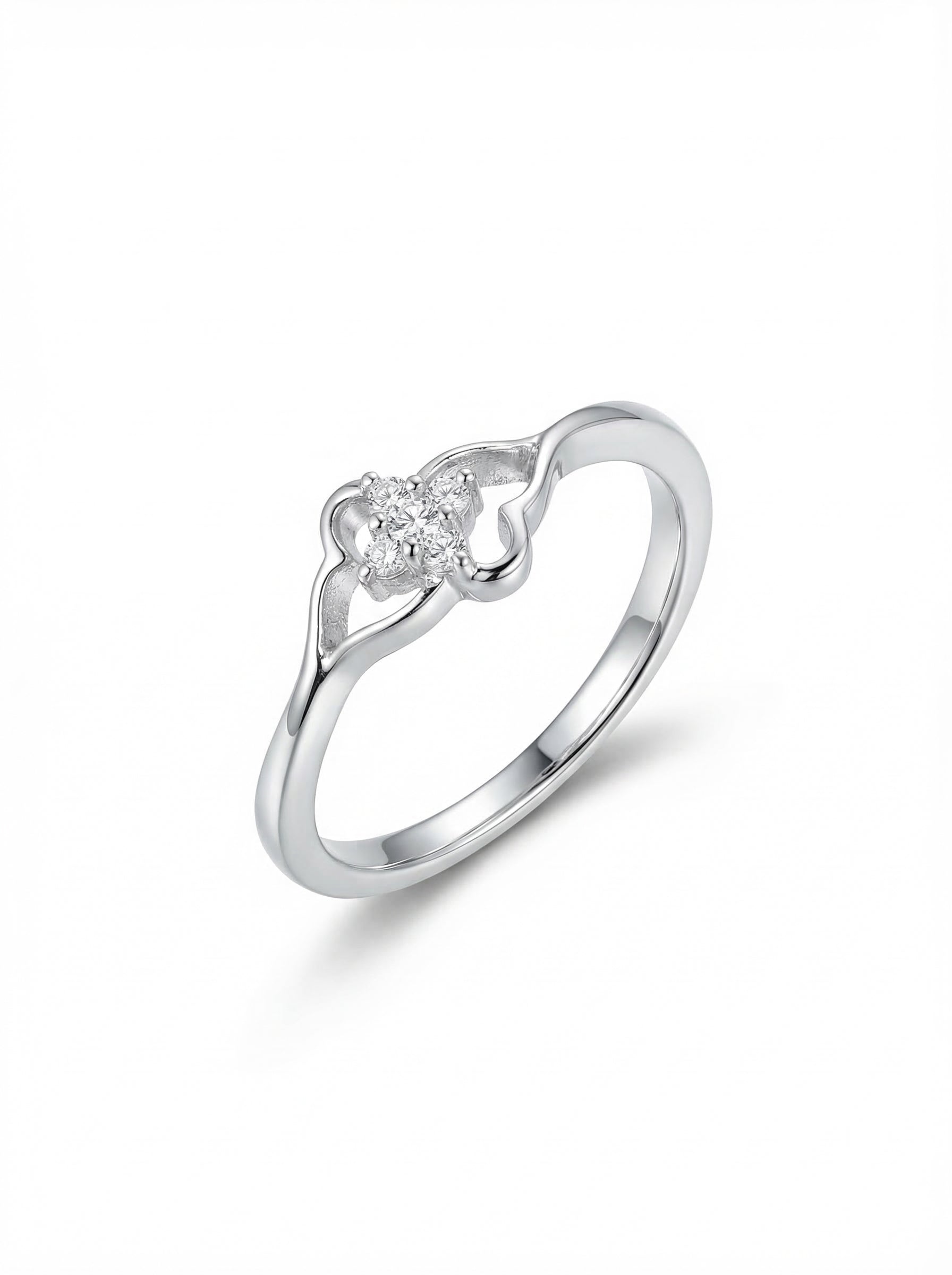 Floral Cluster Heart Shank Ring