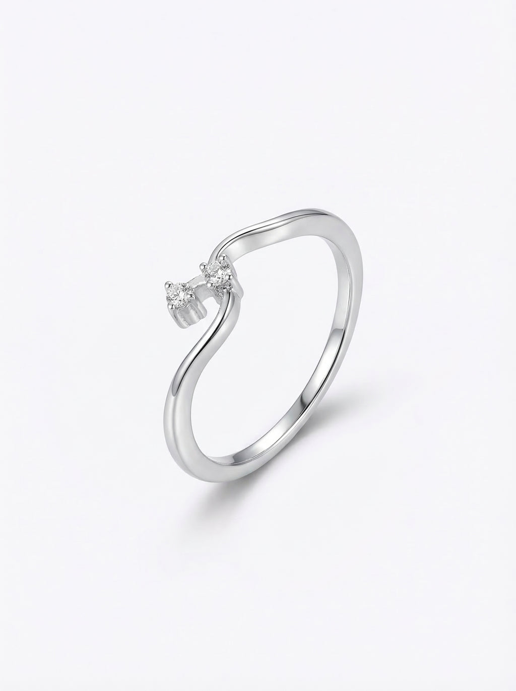 Asymmetric Duo Diamond Wave Ring