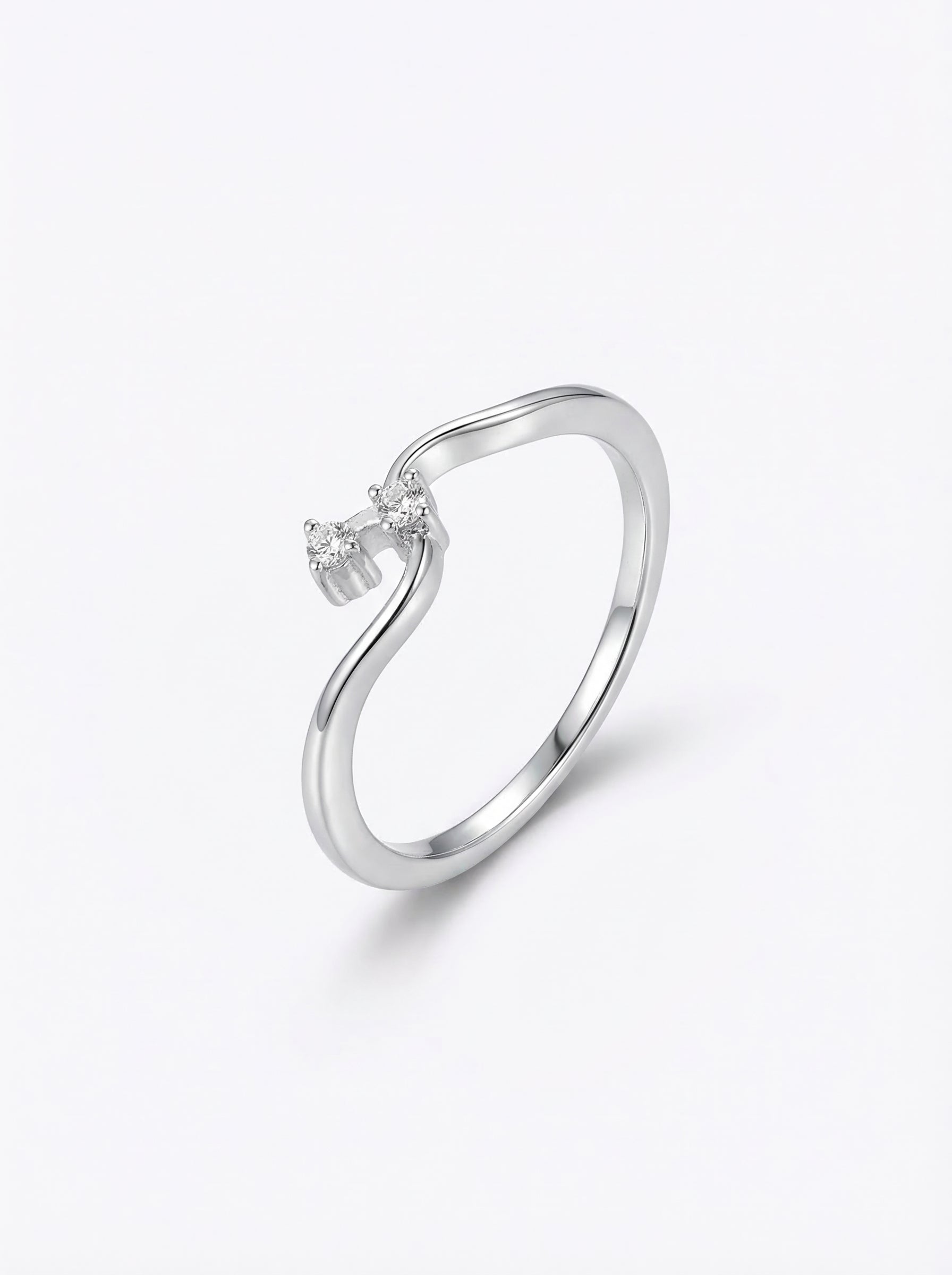 Asymmetric Duo Diamond Wave Ring