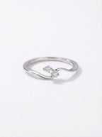 Asymmetric Duo Diamond Wave Ring