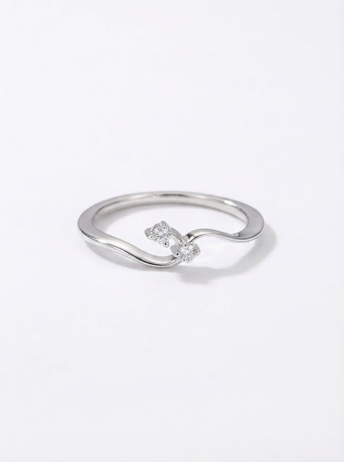 Asymmetric Duo Diamond Wave Ring