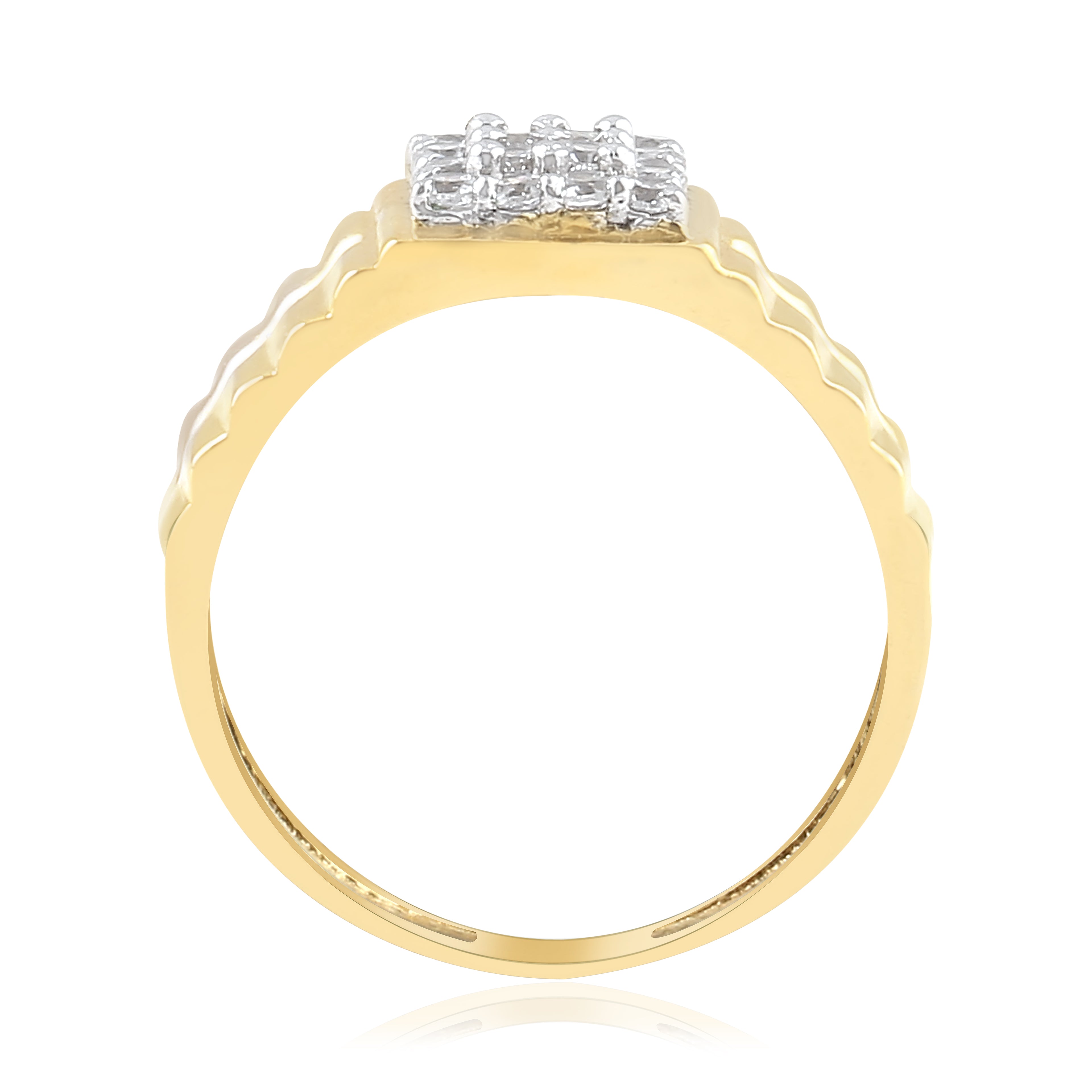 Ribbed Pave Panel Ring