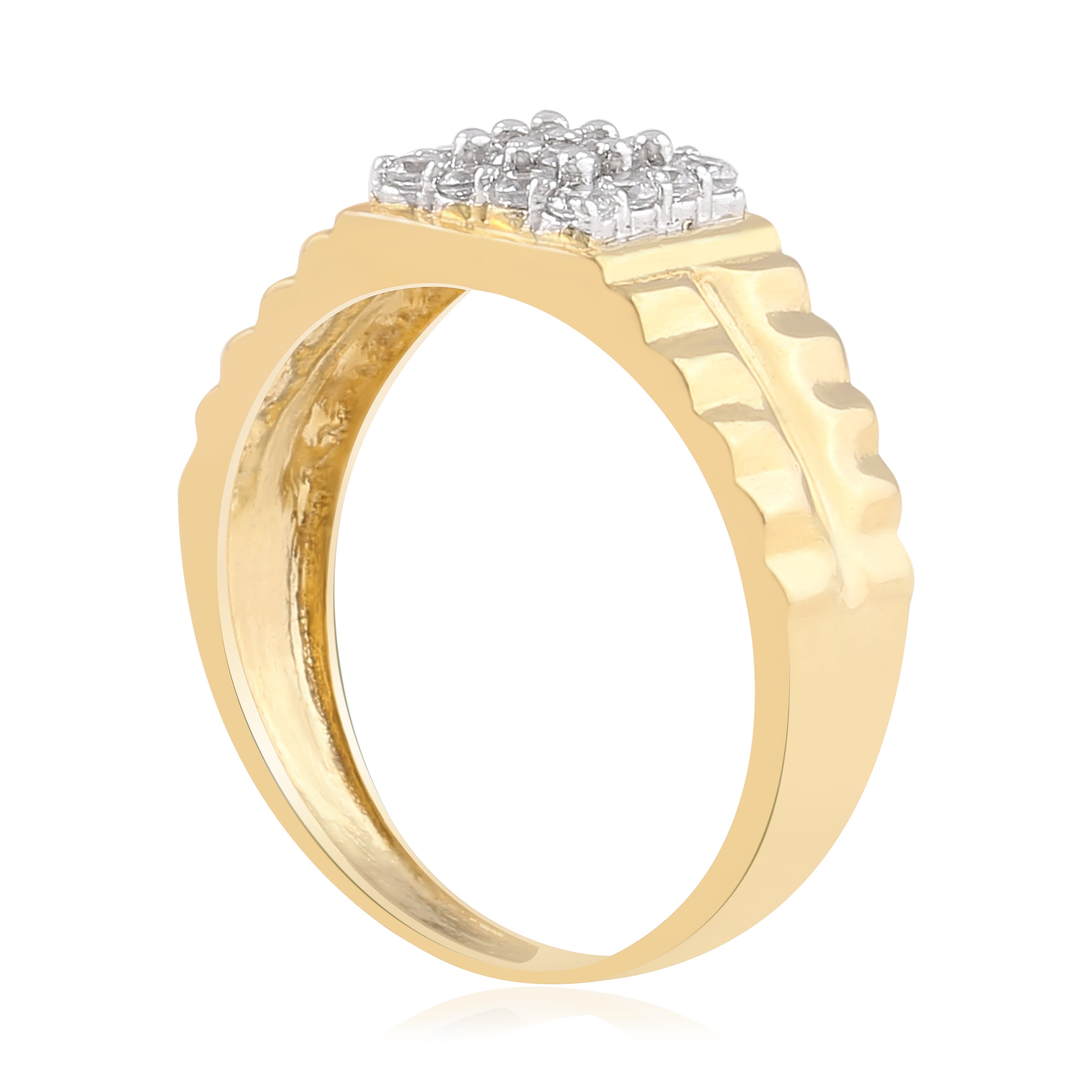 Ribbed Pave Panel Ring