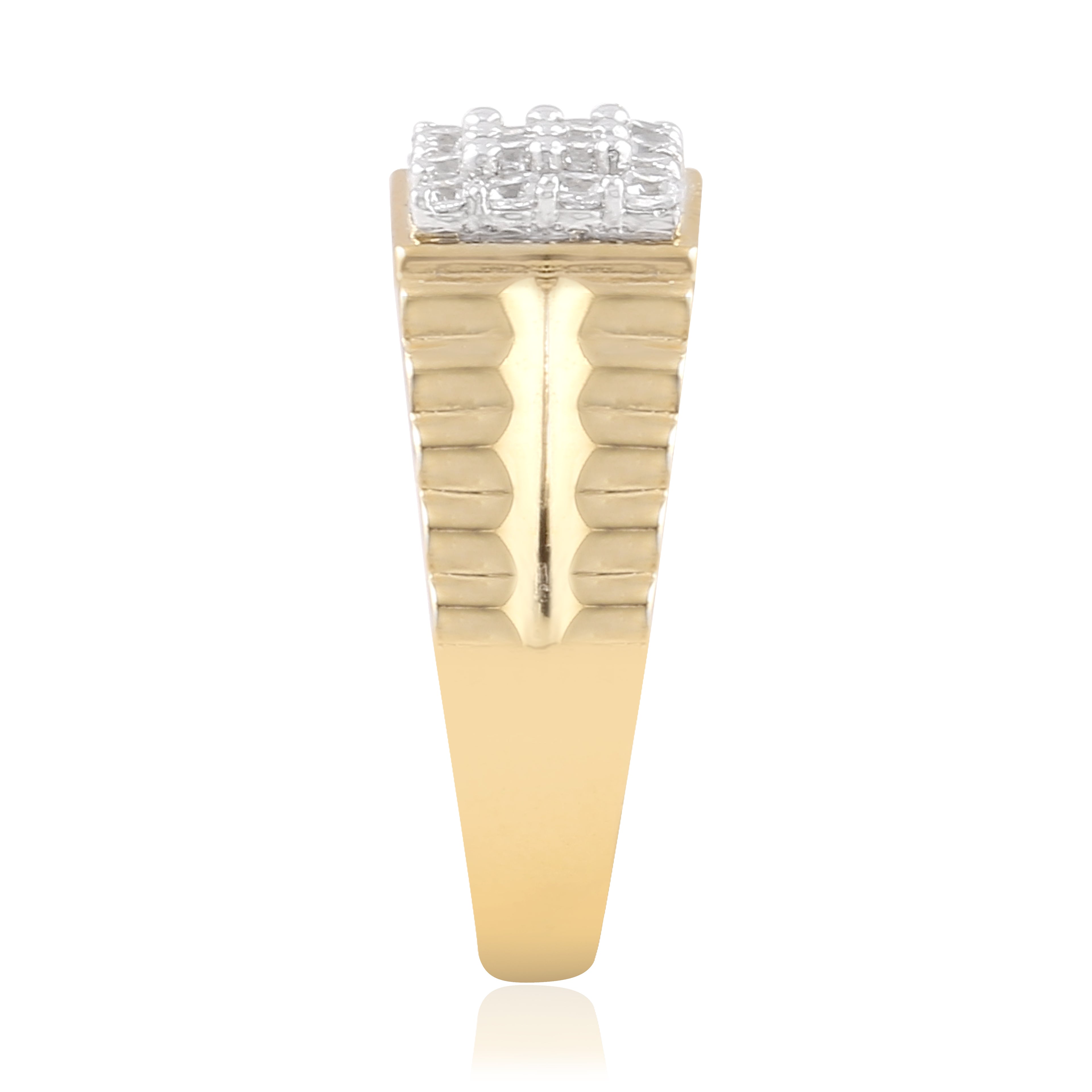 Ribbed Pave Panel Ring