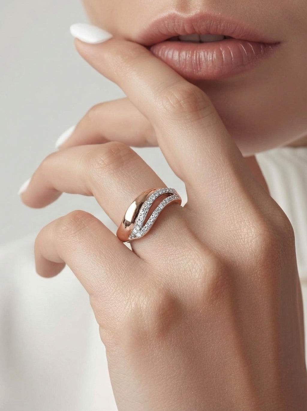 Brushed Silver Wave Ring
