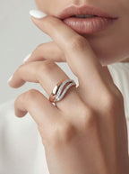 Brushed Silver Wave Ring
