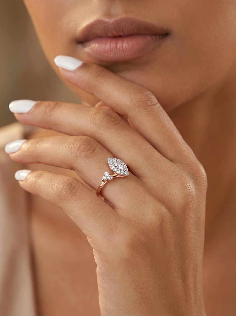 Marquise Bypass Silver Ring