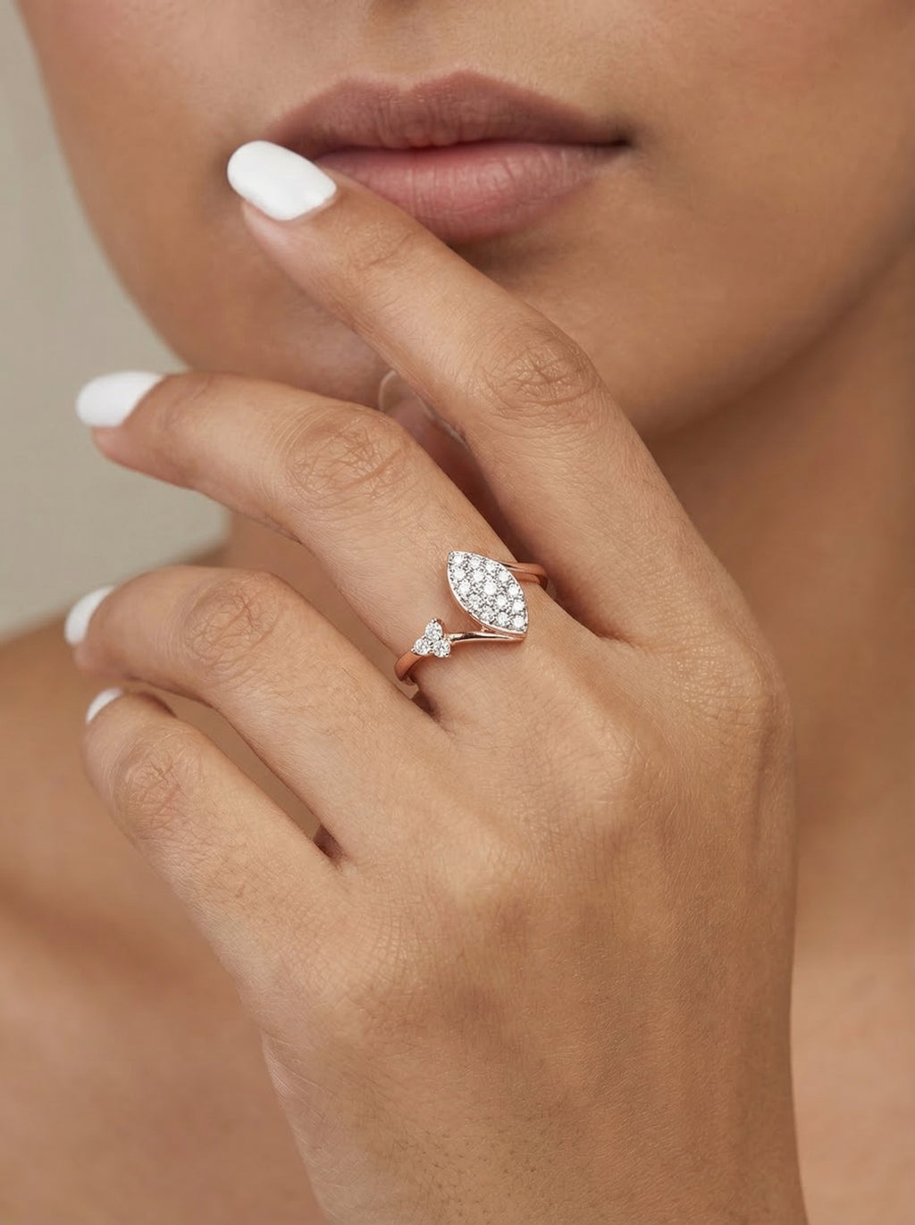 Marquise Bypass Silver Ring
