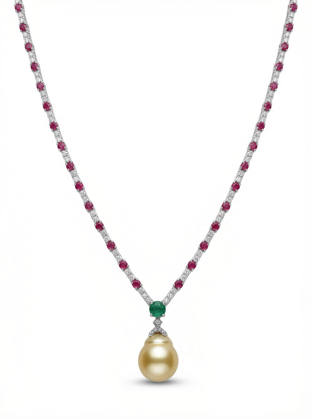 Ruby Emerald Pearl Necklace