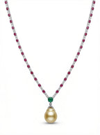 Ruby Emerald Pearl Necklace