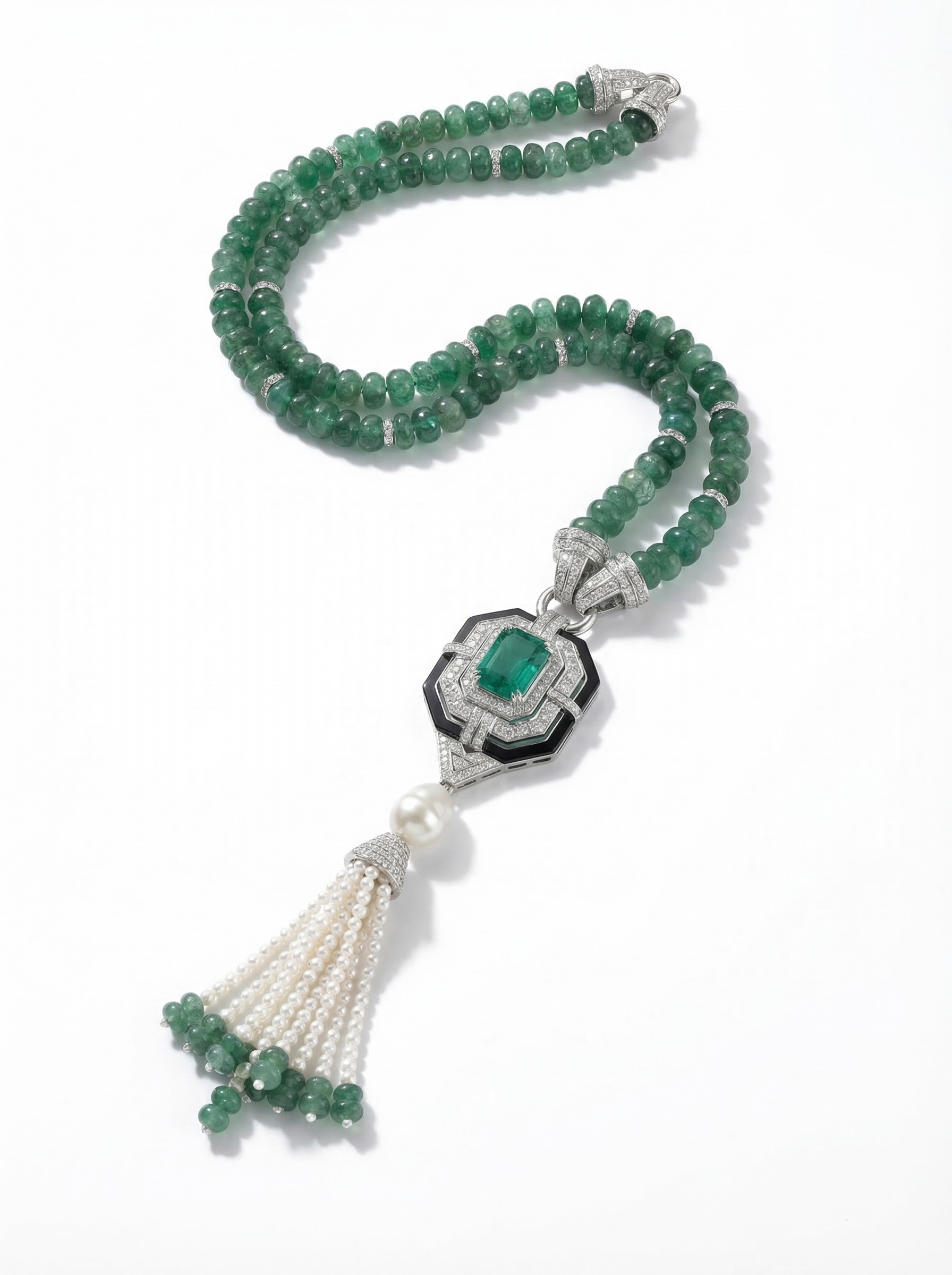 Green Bead Tassel Salar Necklace