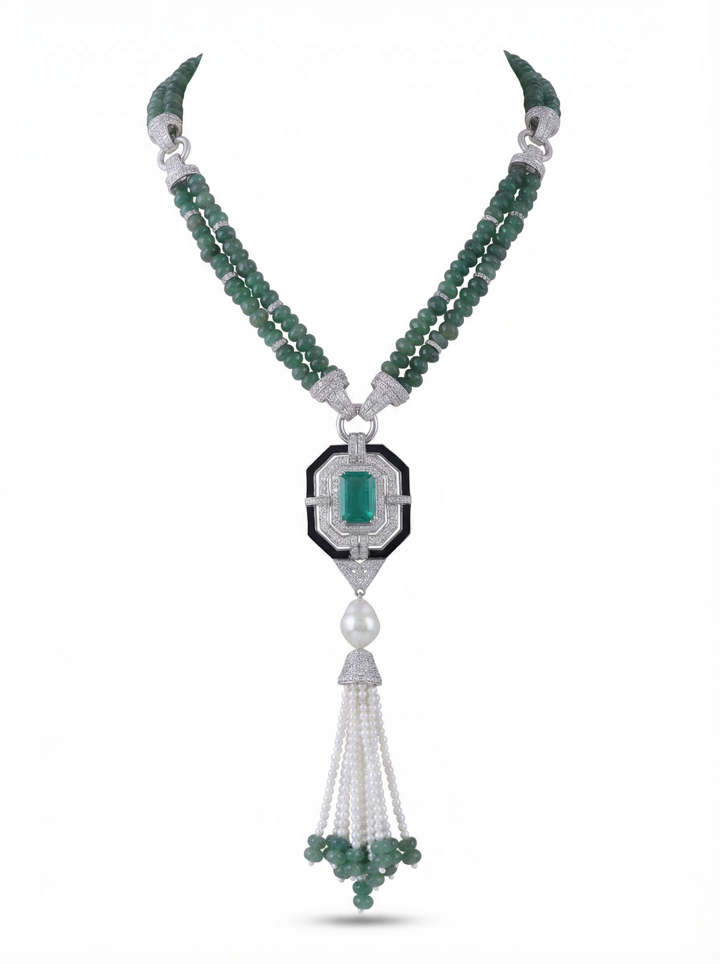 Green Bead Tassel Salar Necklace