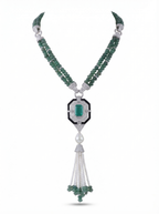 Green Bead Tassel Salar Necklace