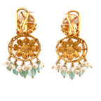 Lattice Aqua Pearl Earrings