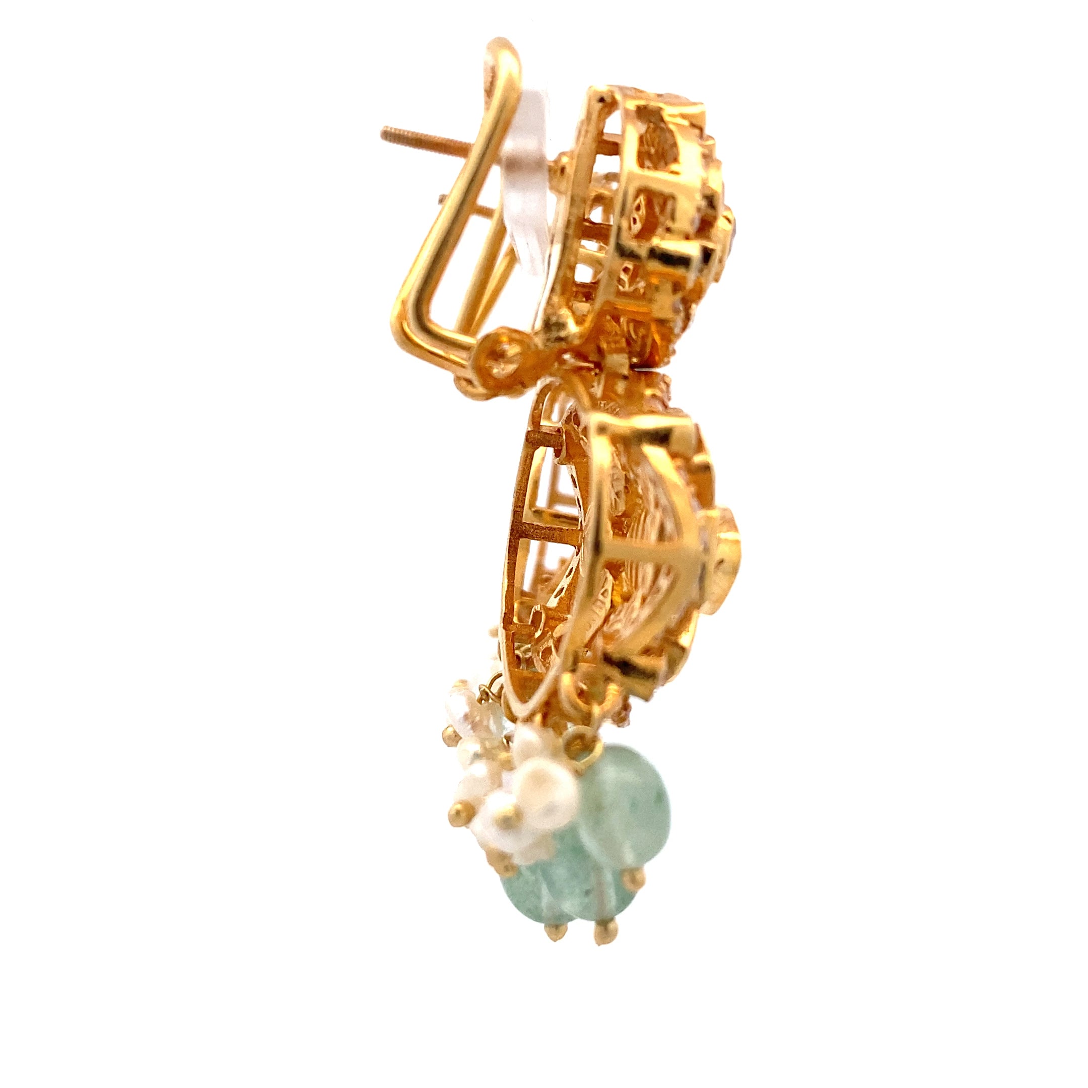 Lattice Aqua Pearl Earrings