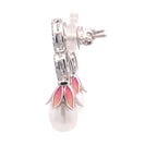 Enamel Petal Pearl Drop Earrings