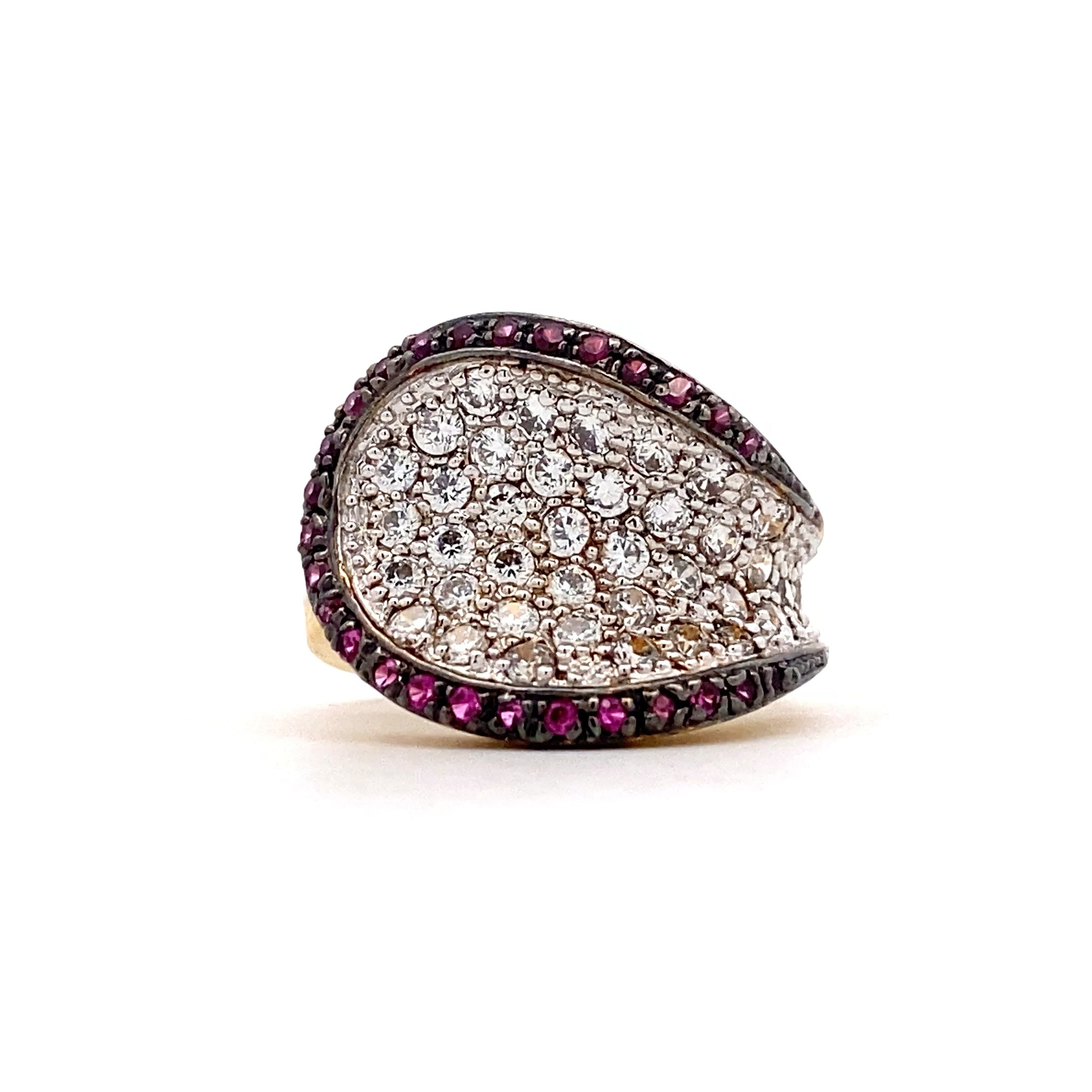 Pink Border Pave Ring
