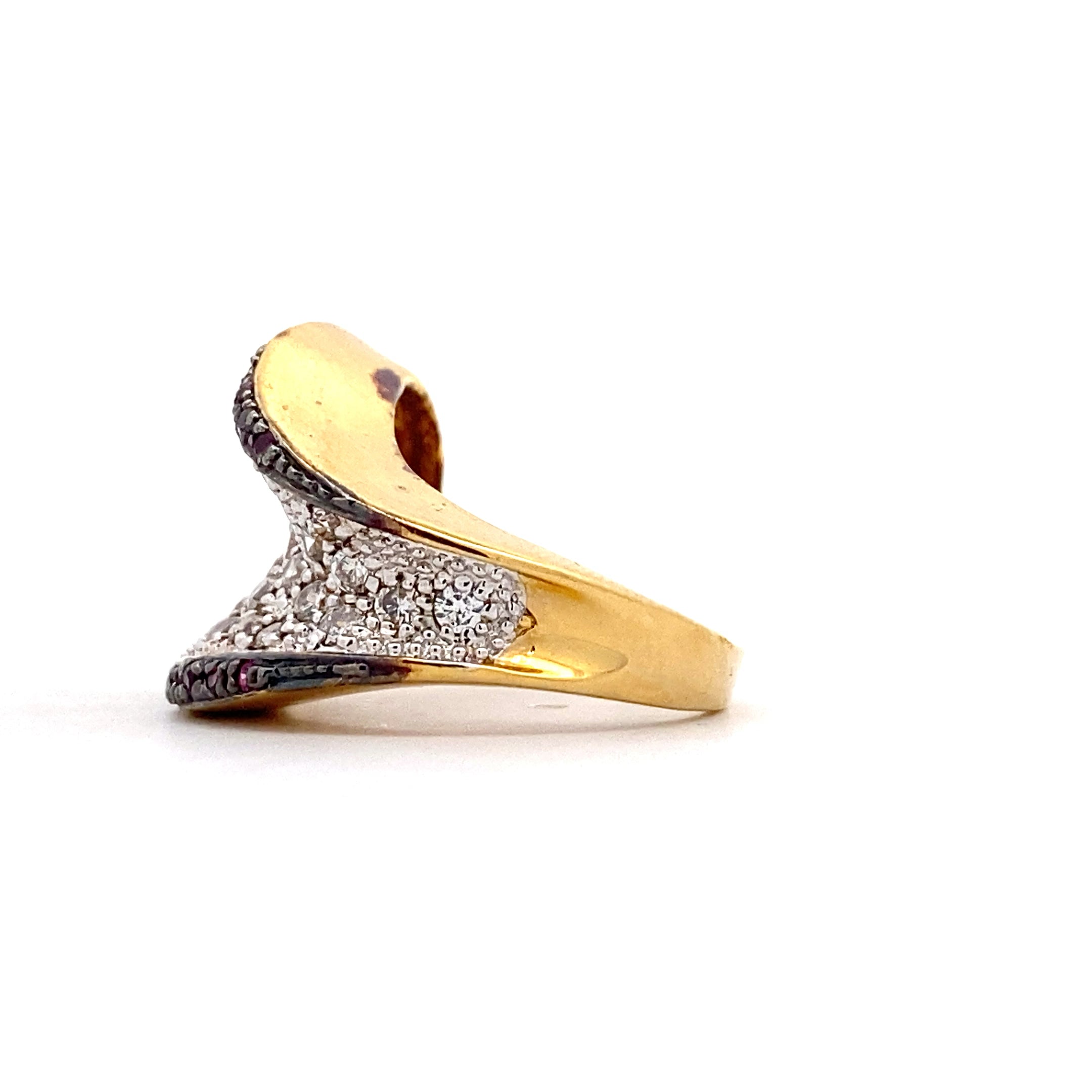 Pink Border Pave Ring