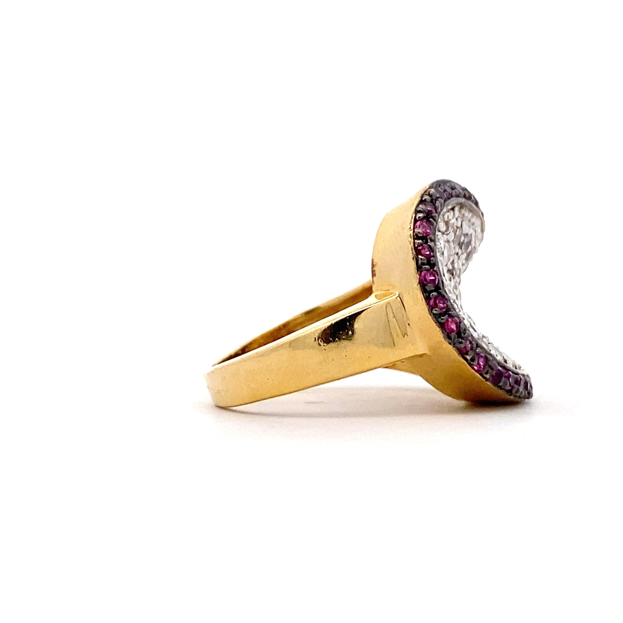 Pink Border Pave Ring
