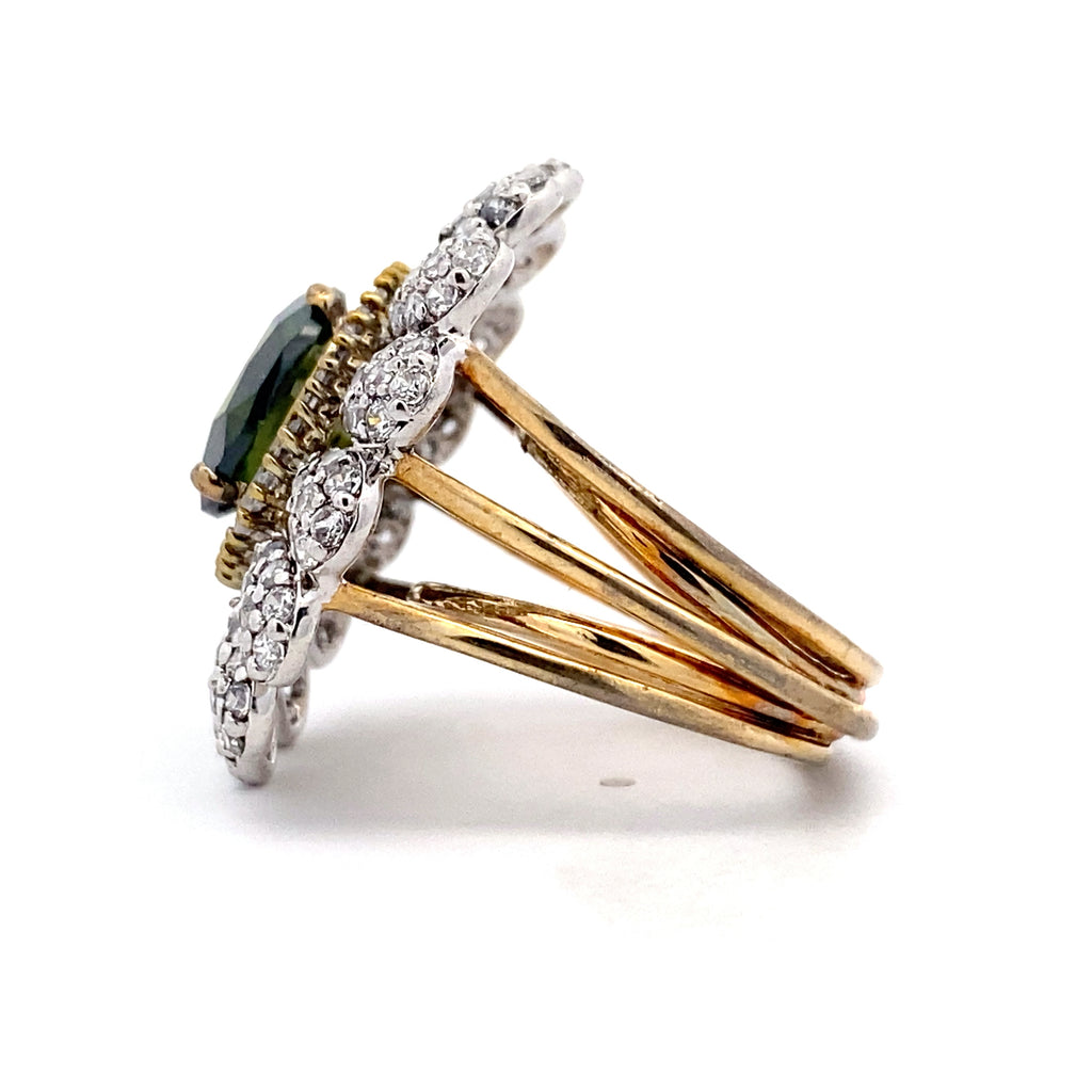 Green Halo Flower Ring