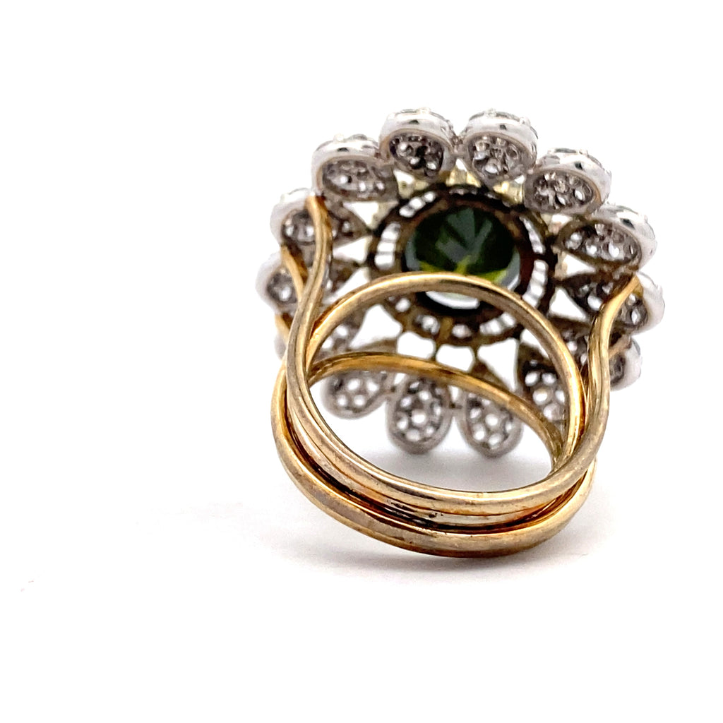 Green Halo Flower Ring