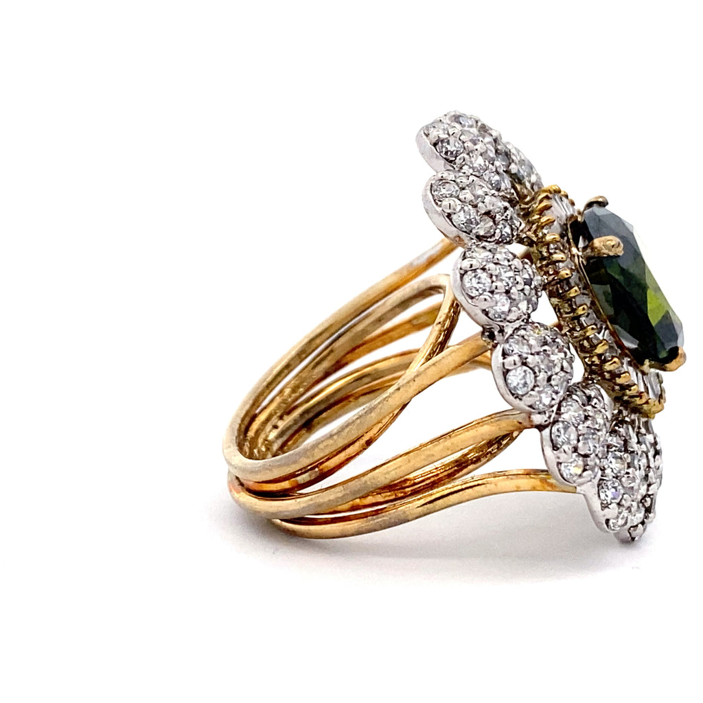 Green Halo Flower Ring