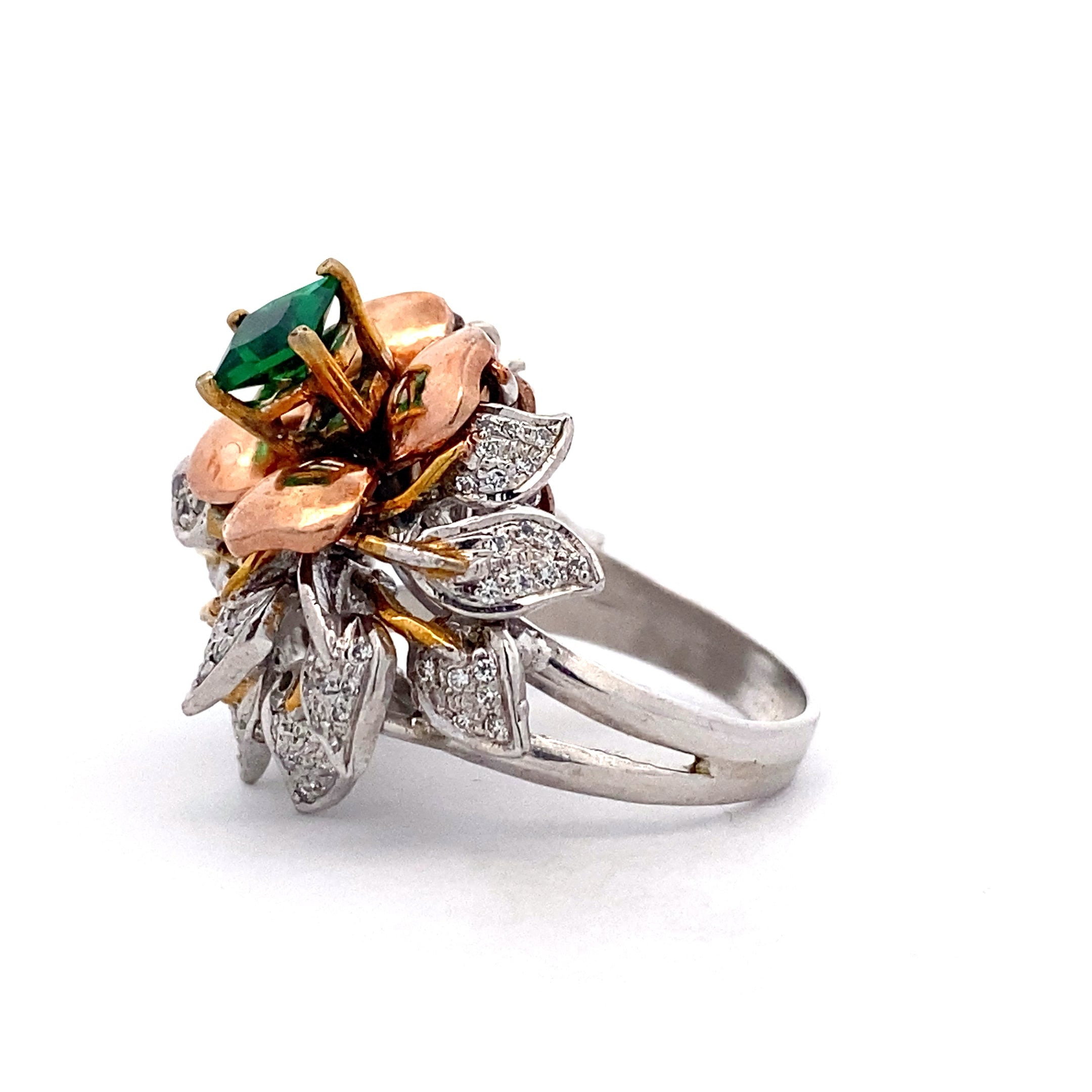 Botanical Green Flower Ring