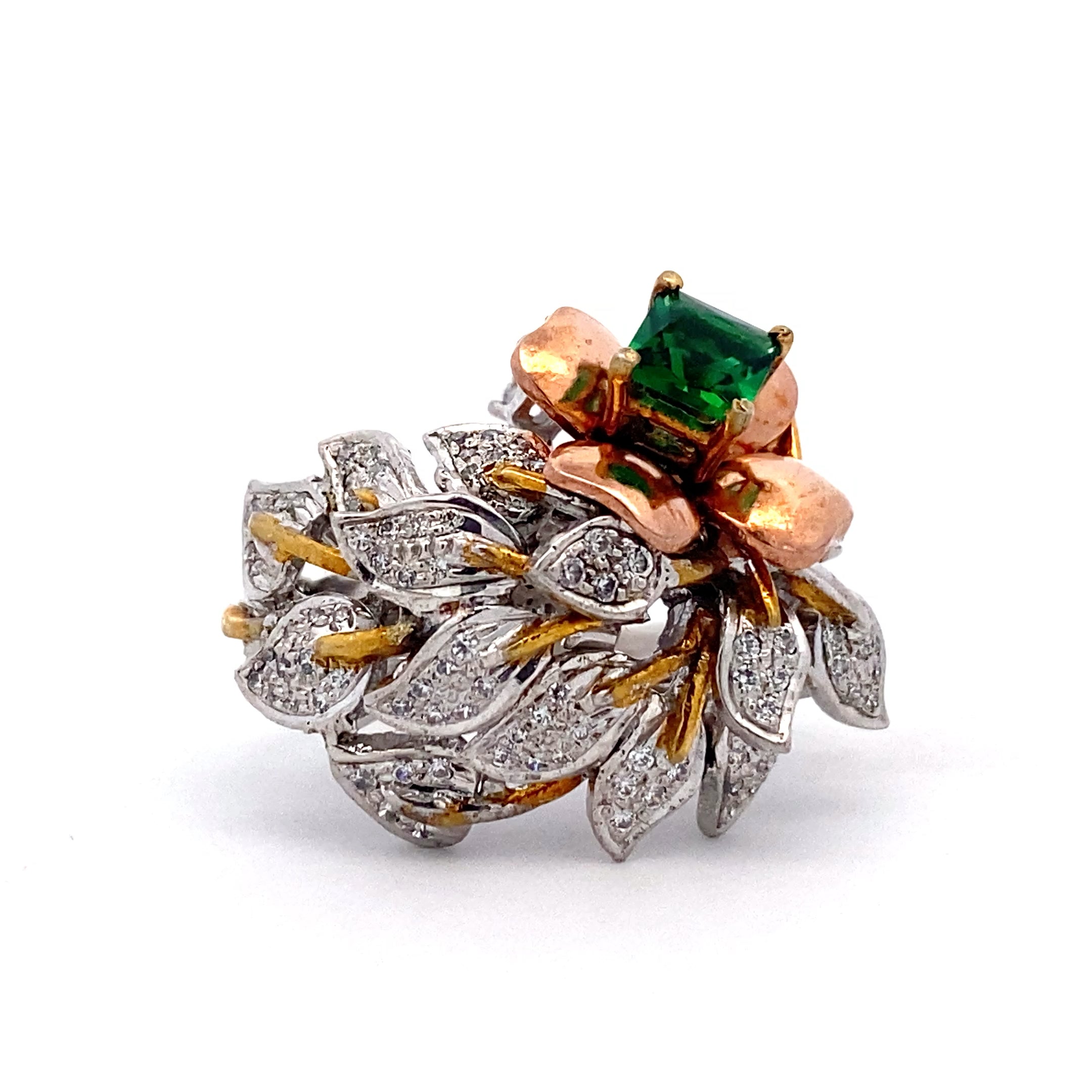 Botanical Green Flower Ring