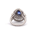 Blue Teardrop Halo Ring