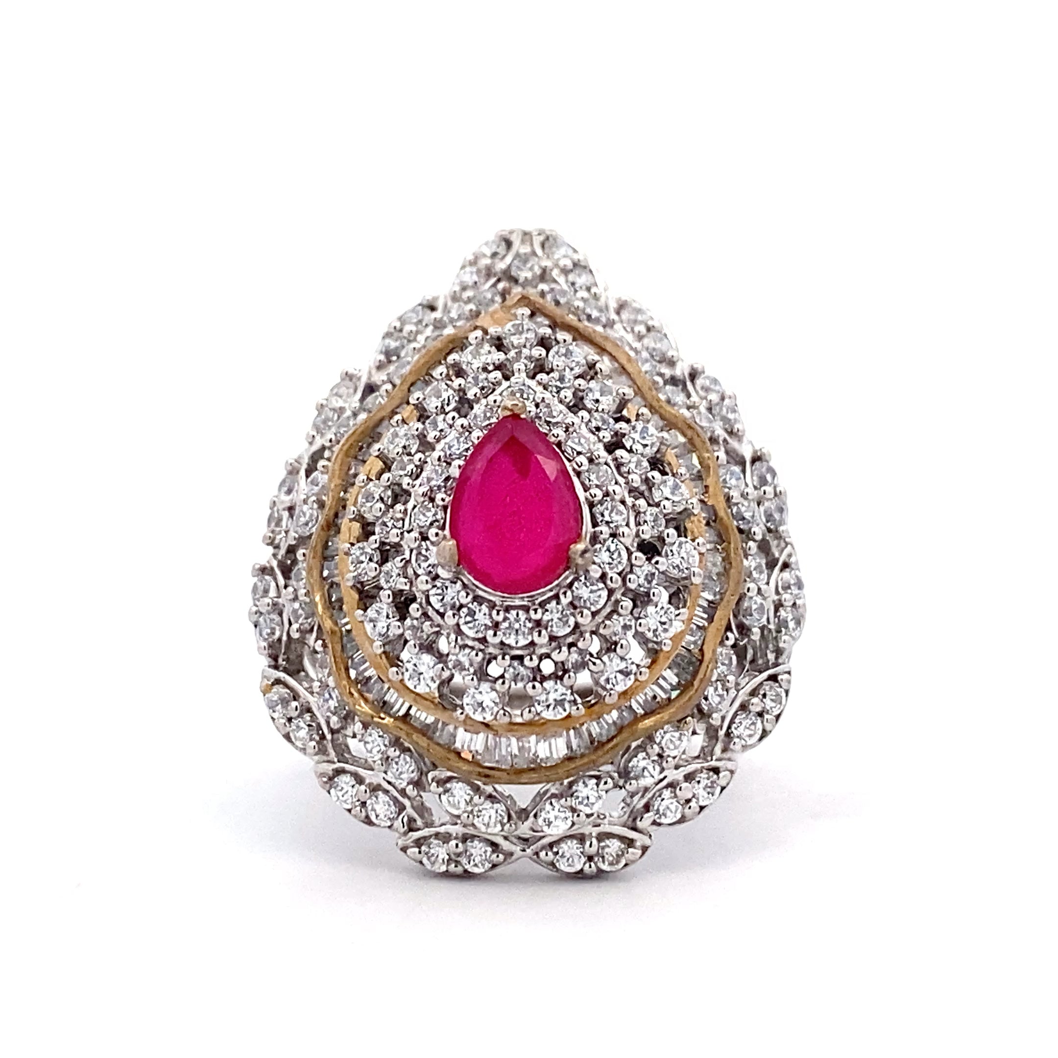 Regal Teardrop Halo Ring