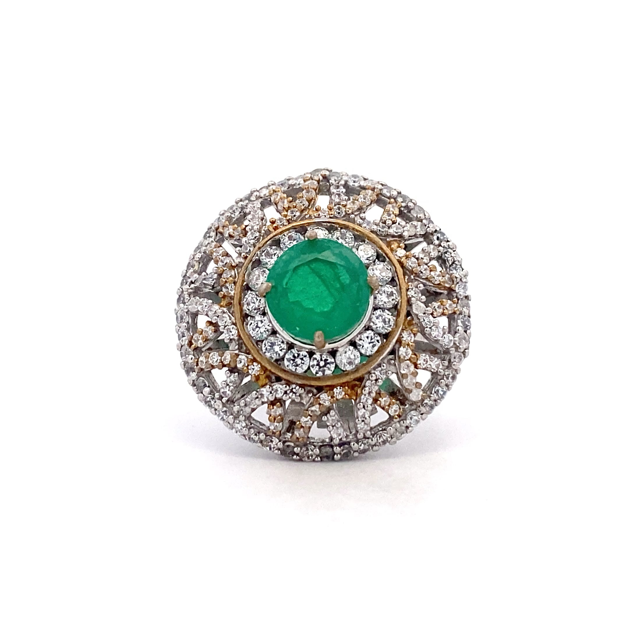 Green Halo Medallion Ring
