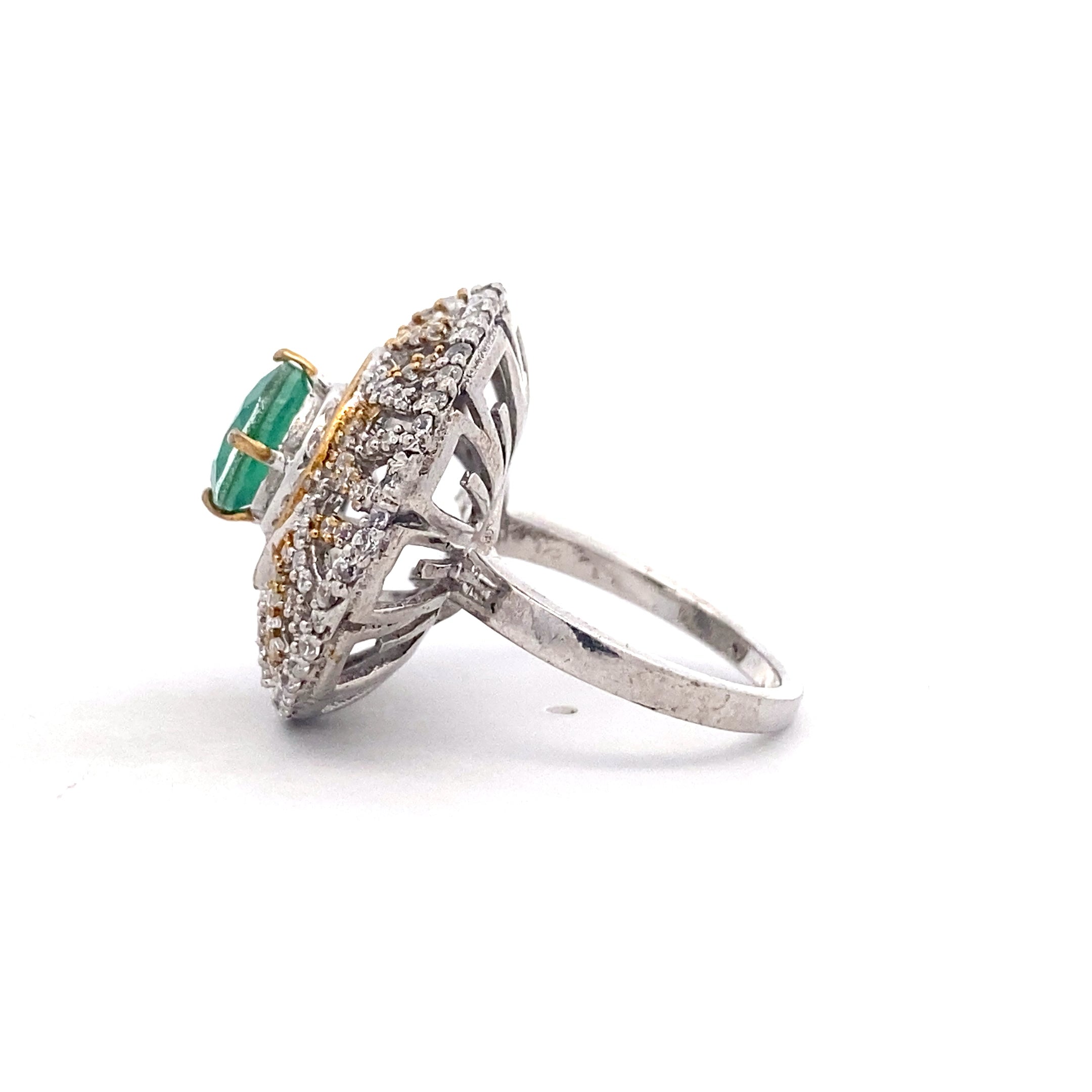 Green Halo Medallion Ring