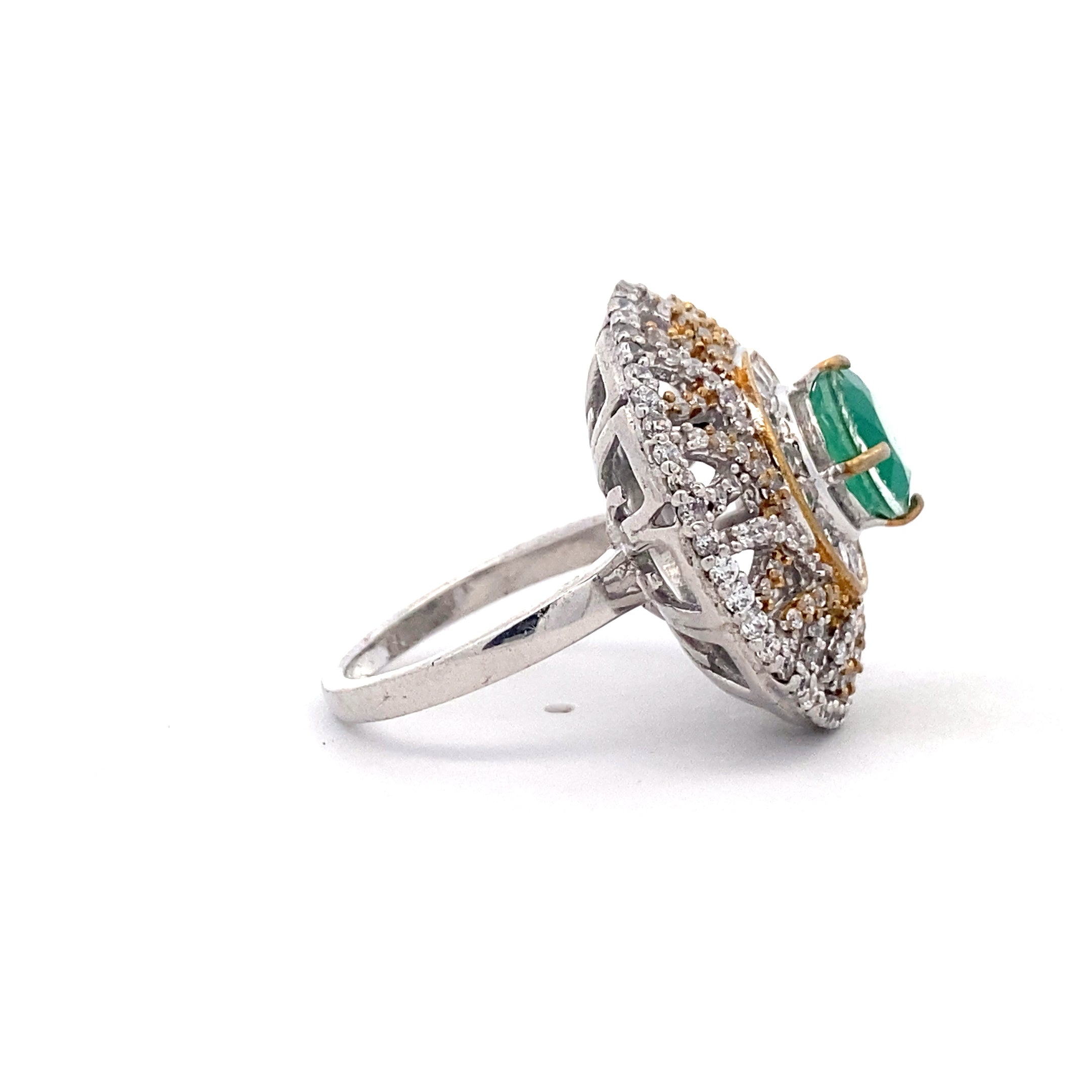 Green Halo Medallion Ring