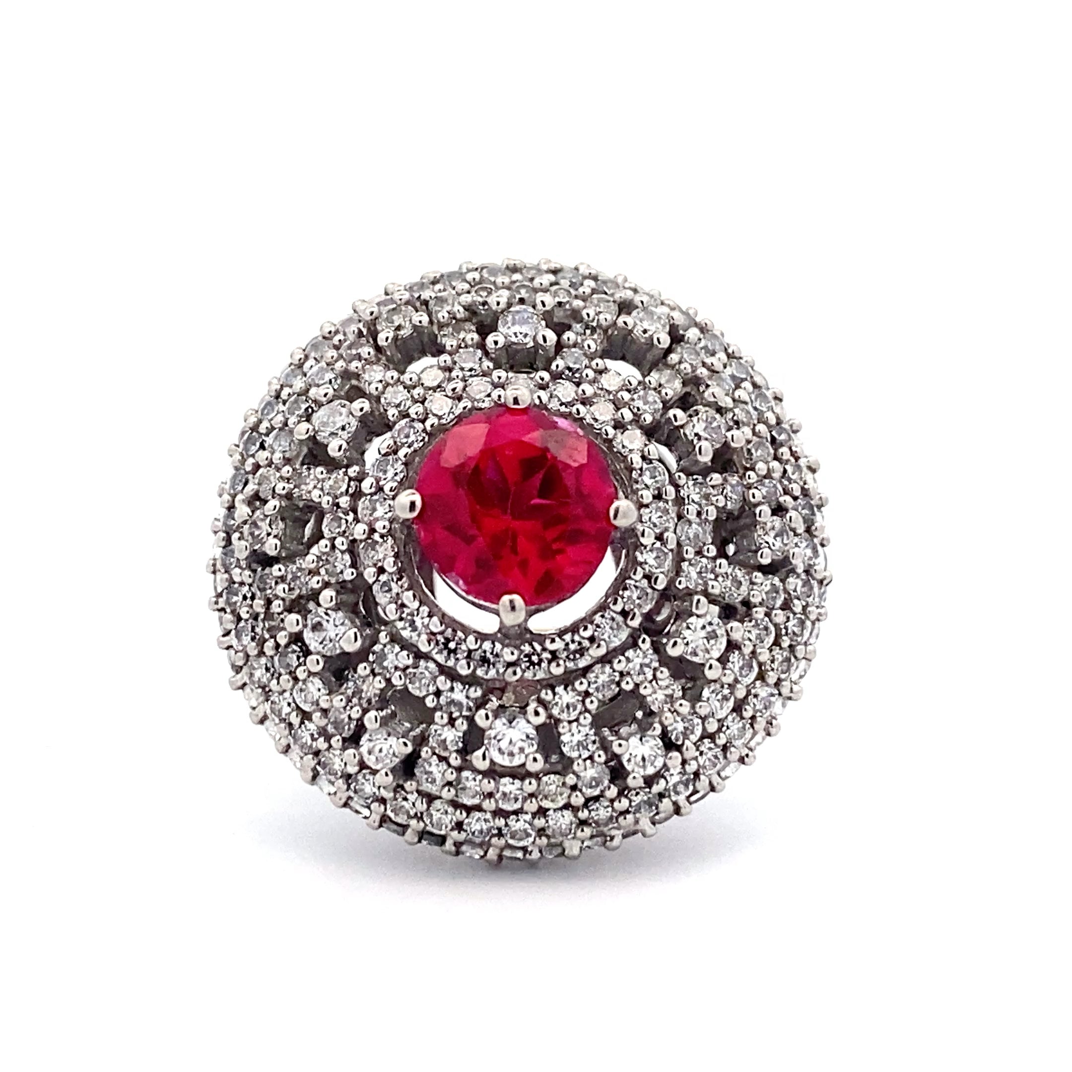 Round Dome Halo Ring