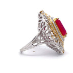 Emerald Cut Halo Statement Ring