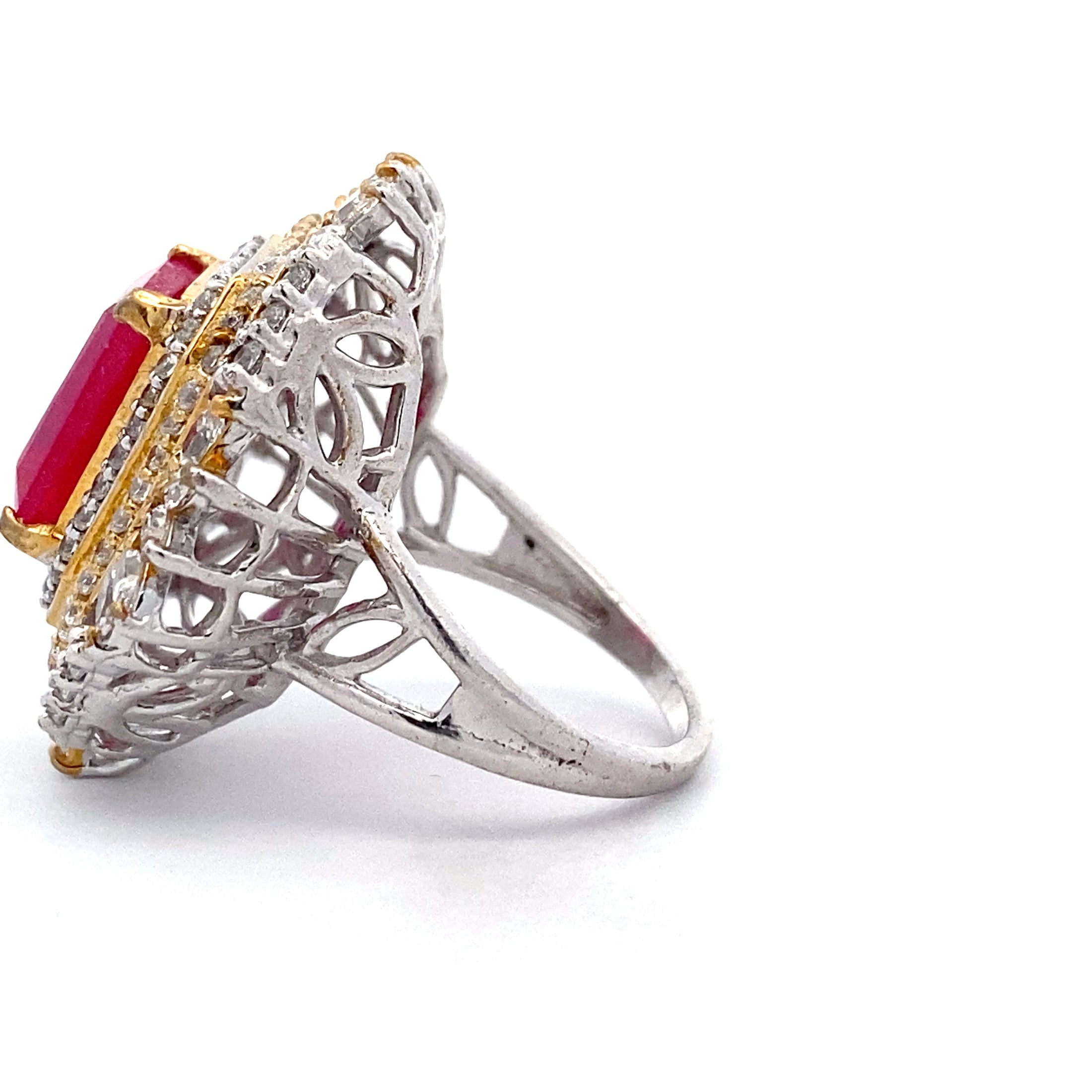 Emerald Cut Halo Statement Ring