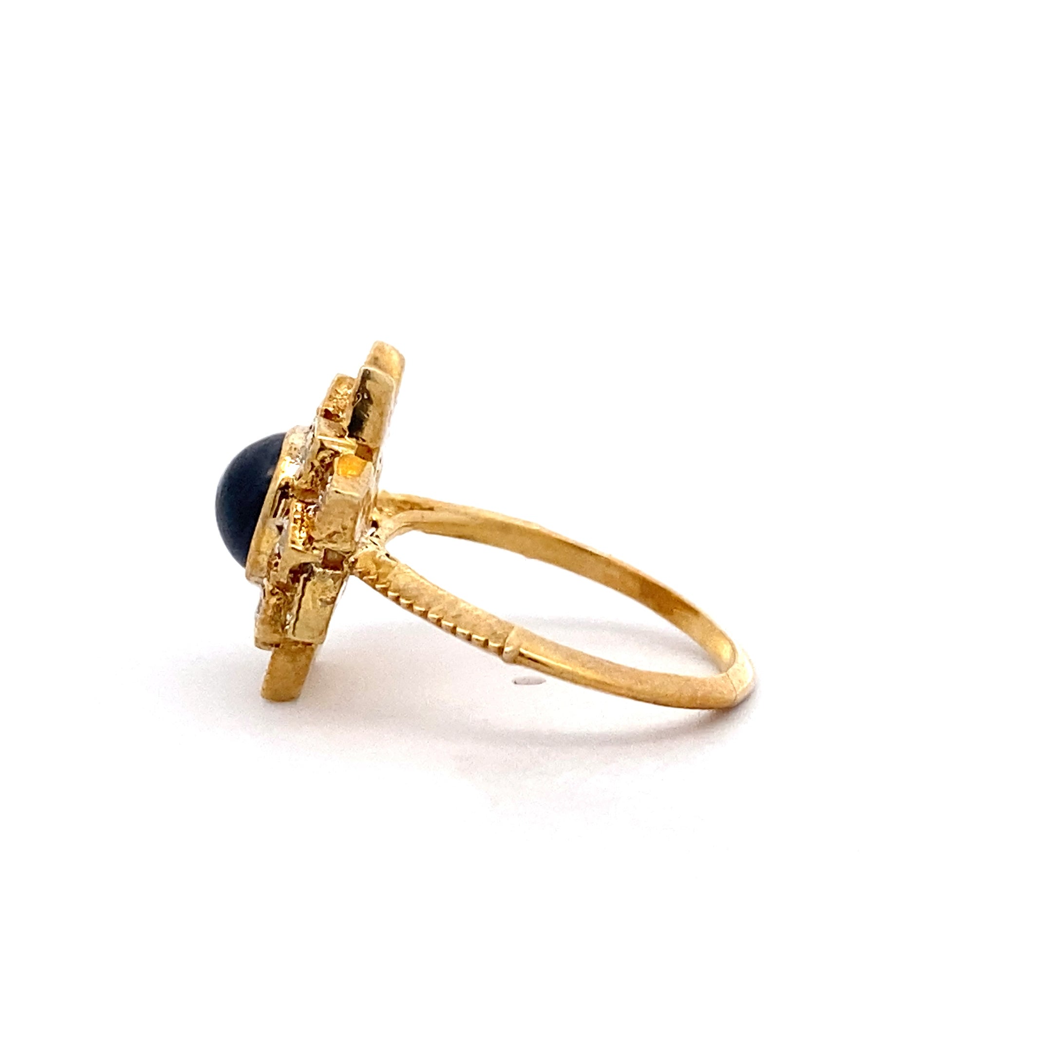 Blue Sunburst Cabochon Ring