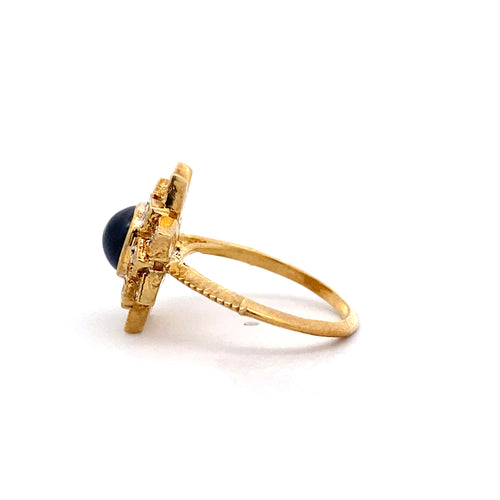 Blue Sunburst Cabochon Ring
